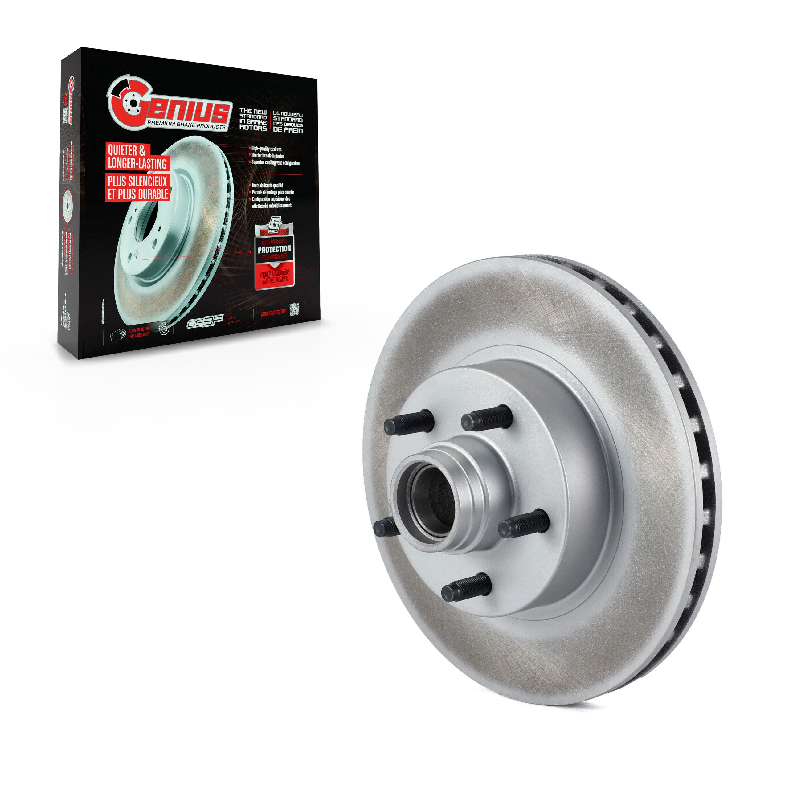 Genius - GCR-66597 - Front Disc Brake Rotor and Hub Assembly