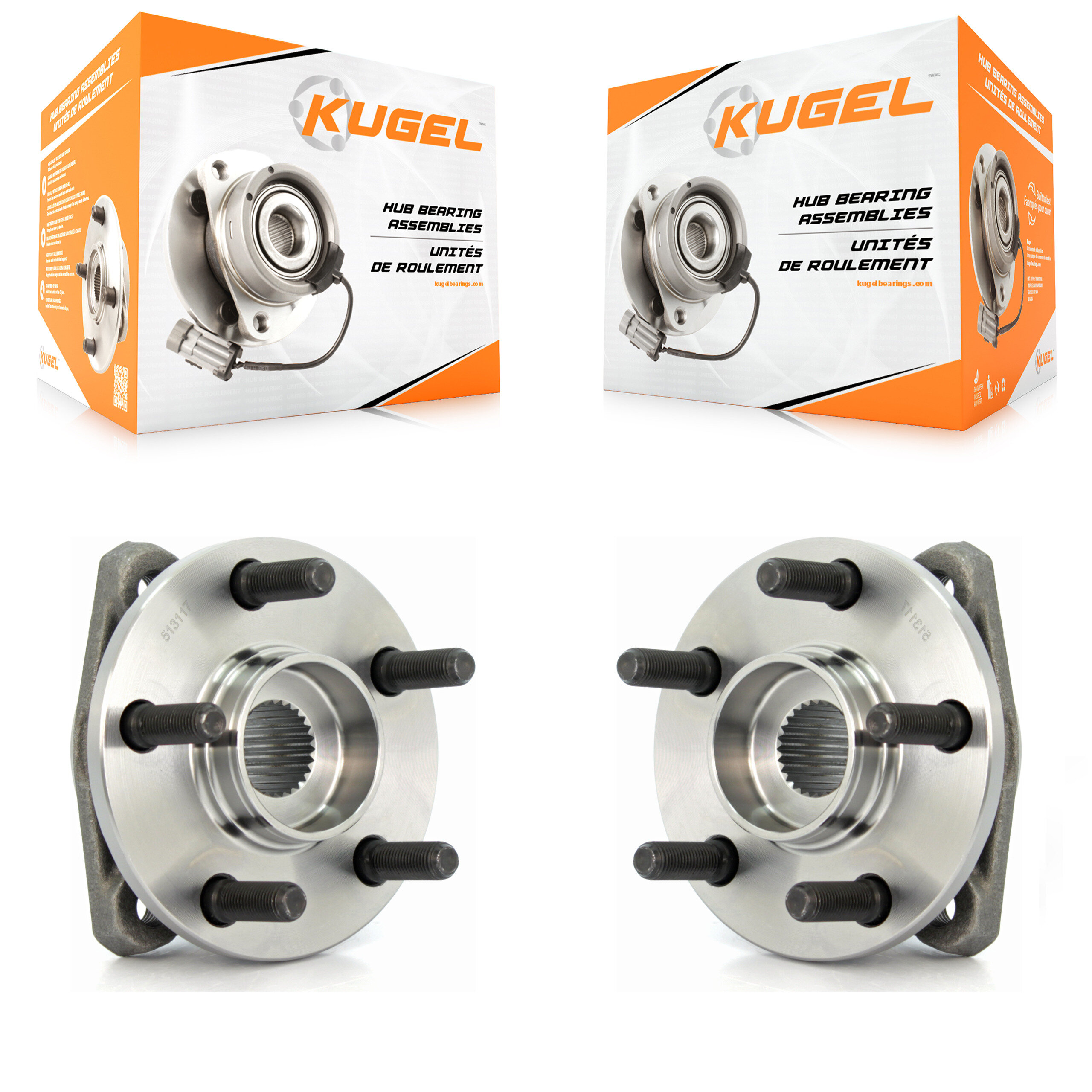 Kugel - K70-100253 - Front Wheel Bearing and Hub Assembly Kits