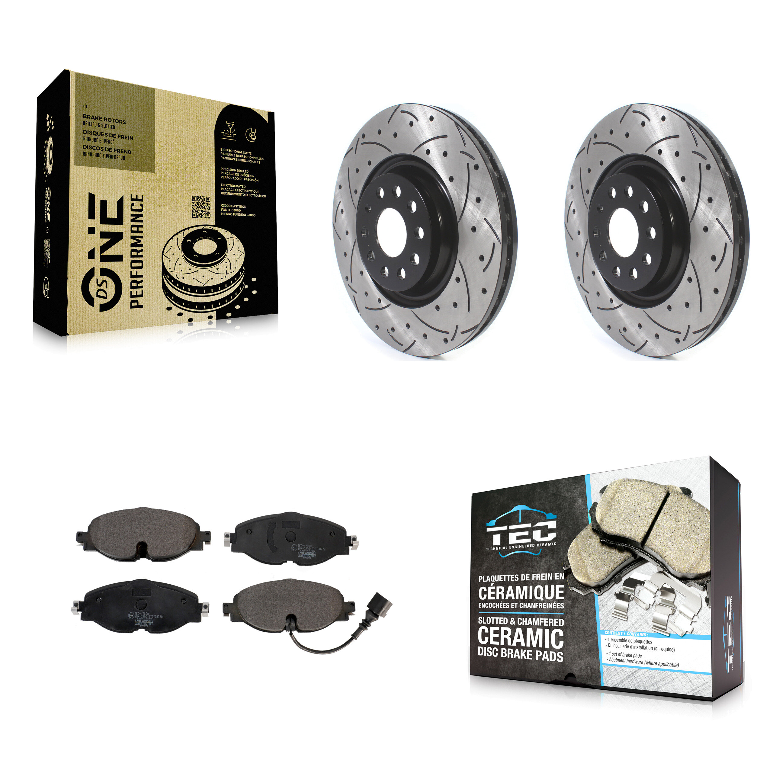 Transit Auto KDT-100645 Disc Brake Kit for 2015-2019 Audi A3, Volkswagen Golf - Front