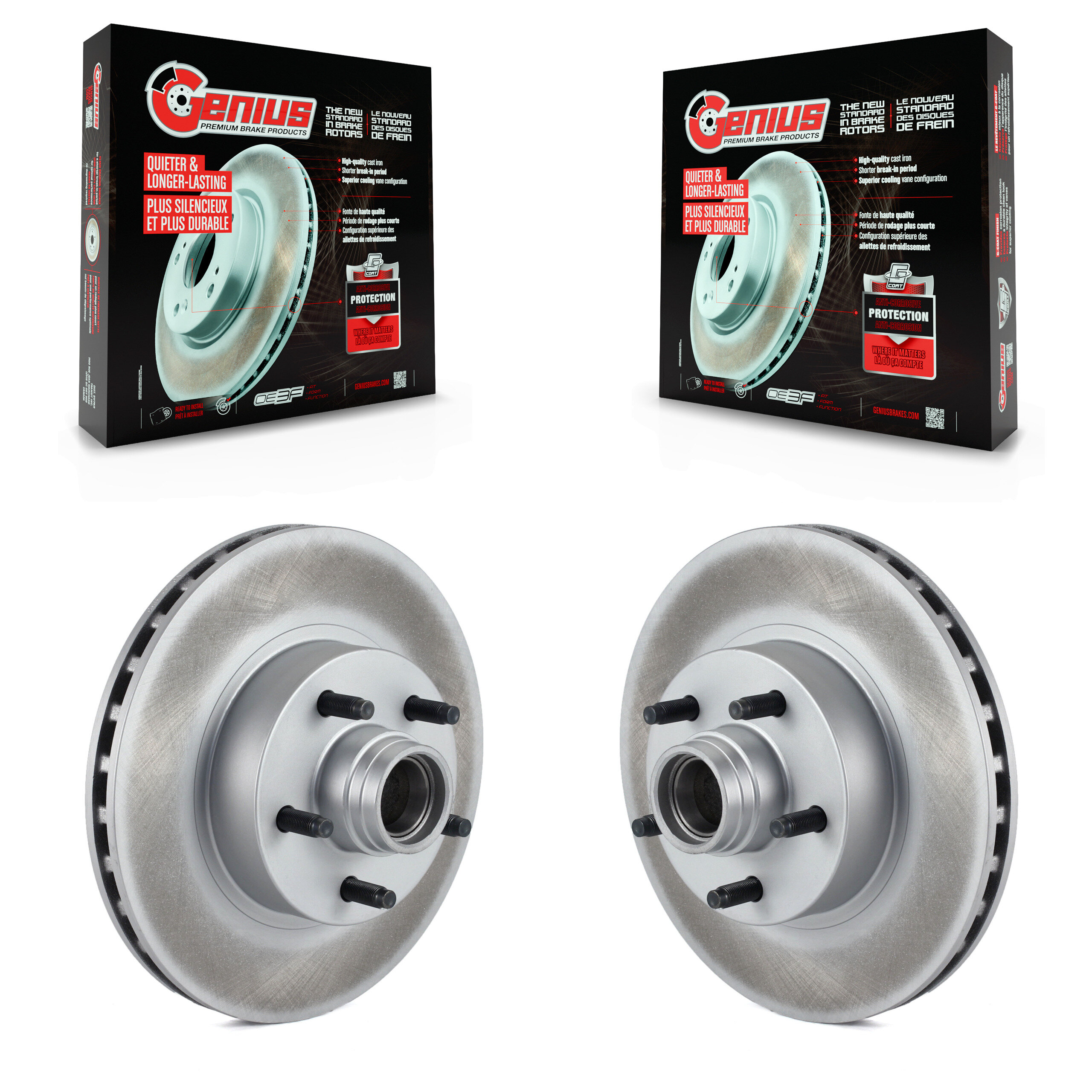 Genius - KG-100005 - Front Disc Brake Rotor and Hub Assembly Kits
