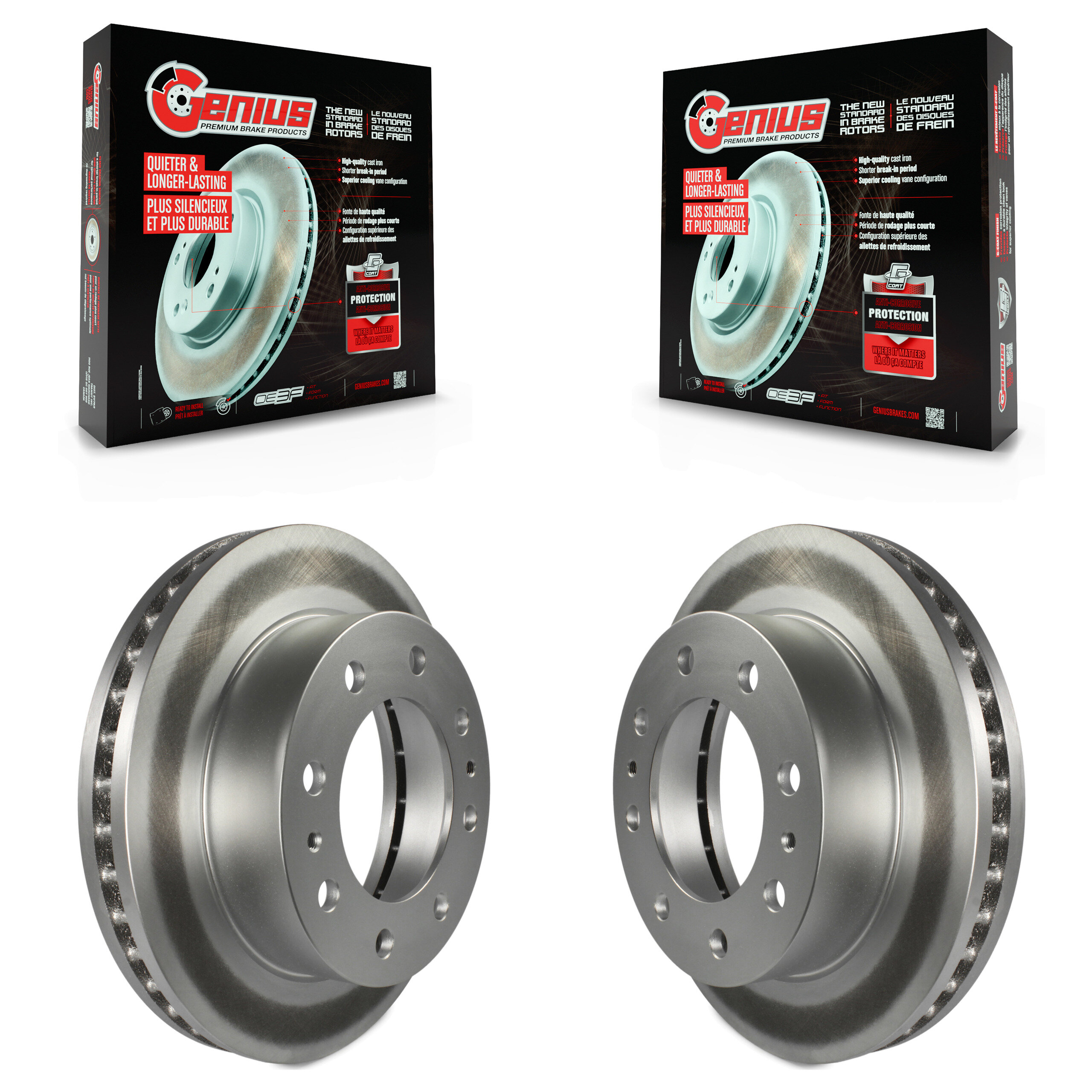 Genius Front Coated Disc Brake Rotors Pair KG-100018