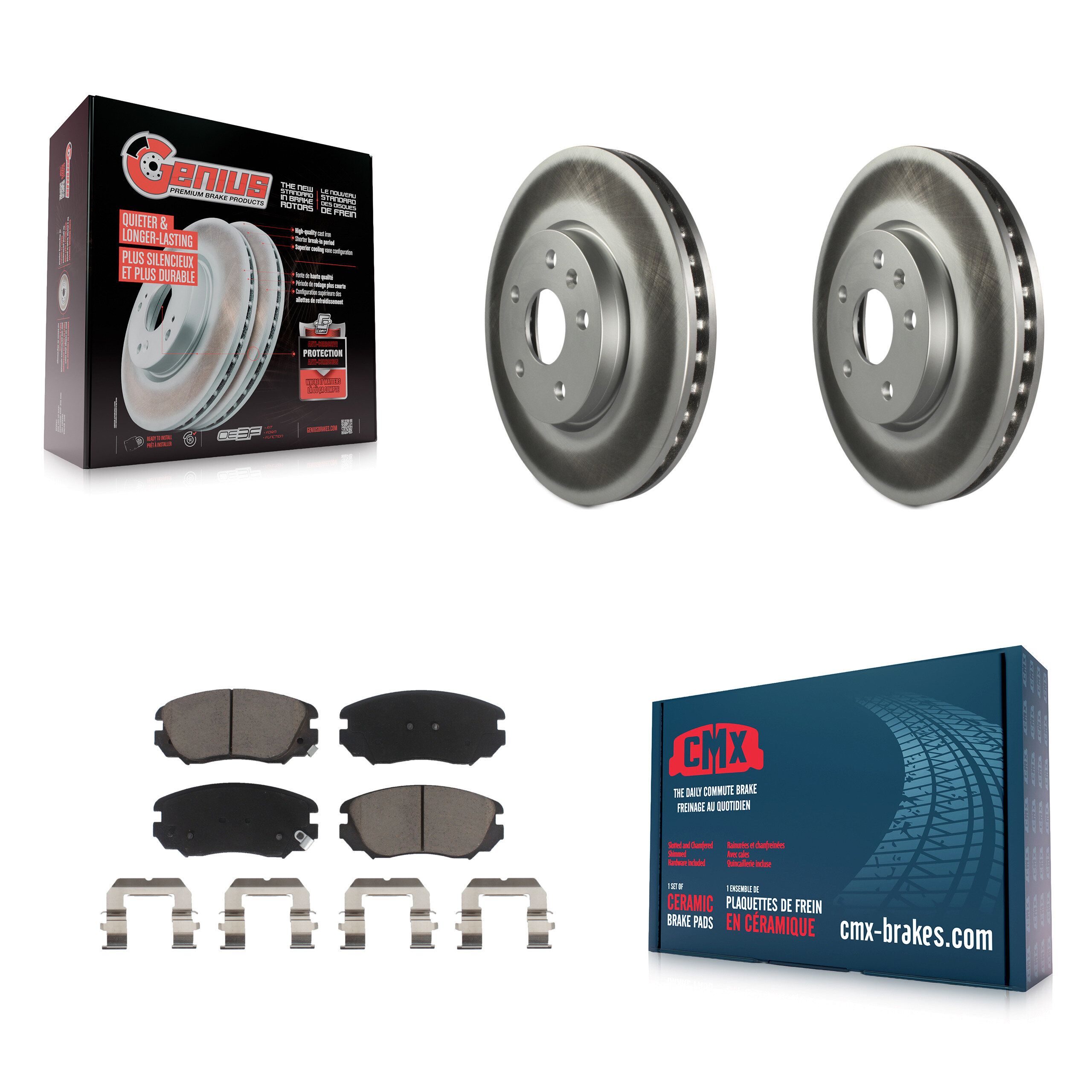 Transit Auto KGC-100225 Disc Brake Kit for 2010-2020 GMC Terrain, Chevrolet Malibu Limited and More - Front