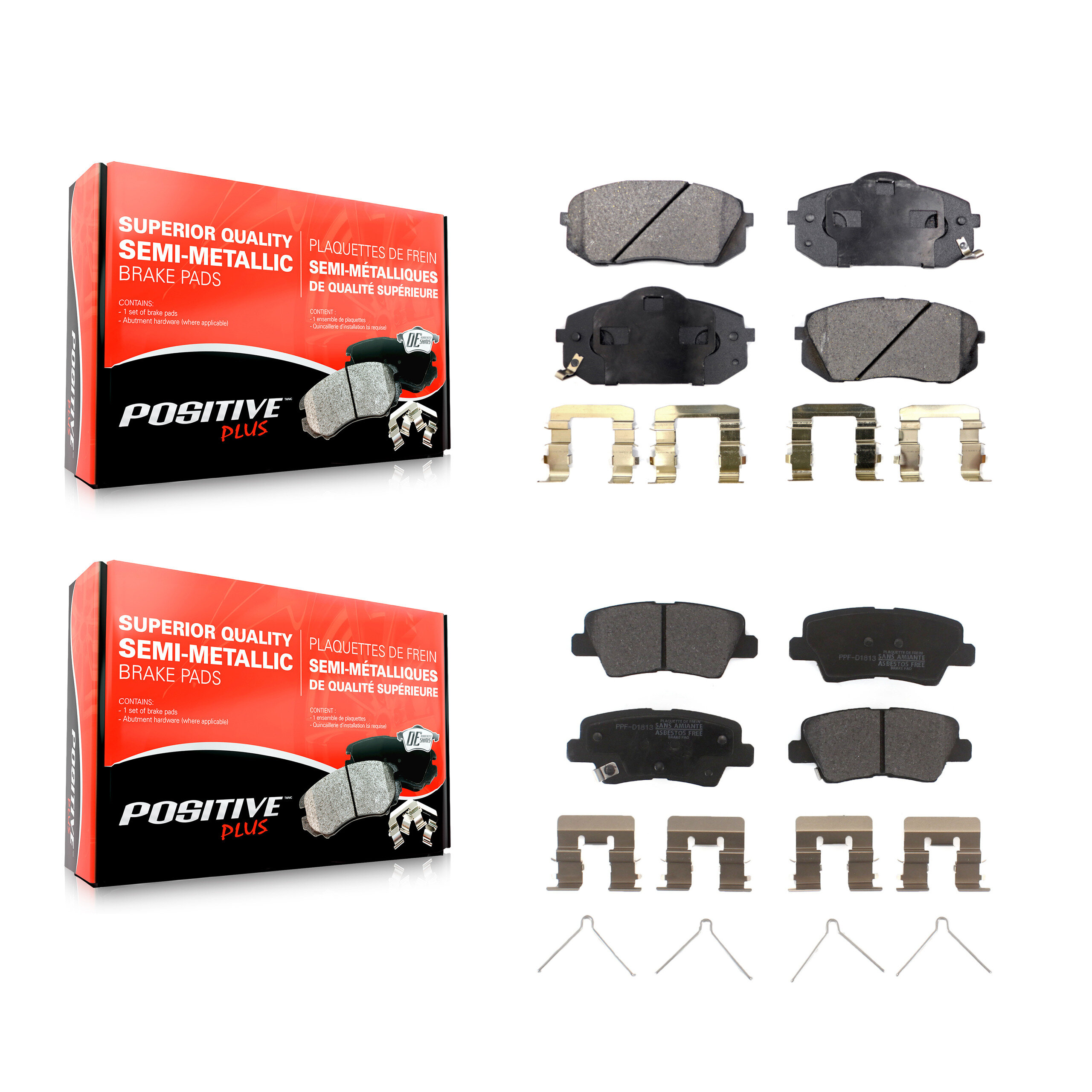 Positive Plus - KPF-100107 - Front and Rear Disc Brake Pad Kits