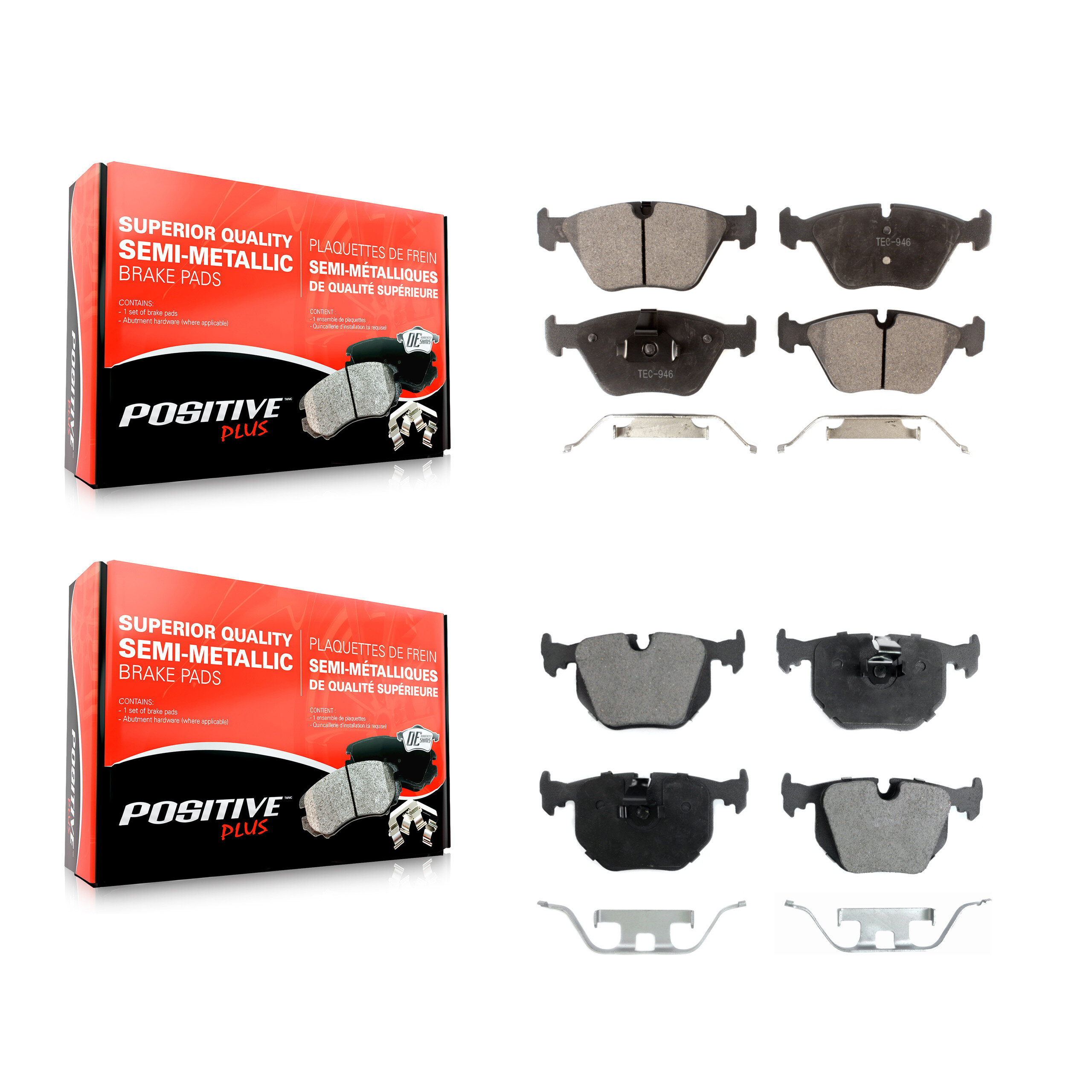 Positive Plus - KPF-100443 - Front and Rear Disc Brake Pad Kits