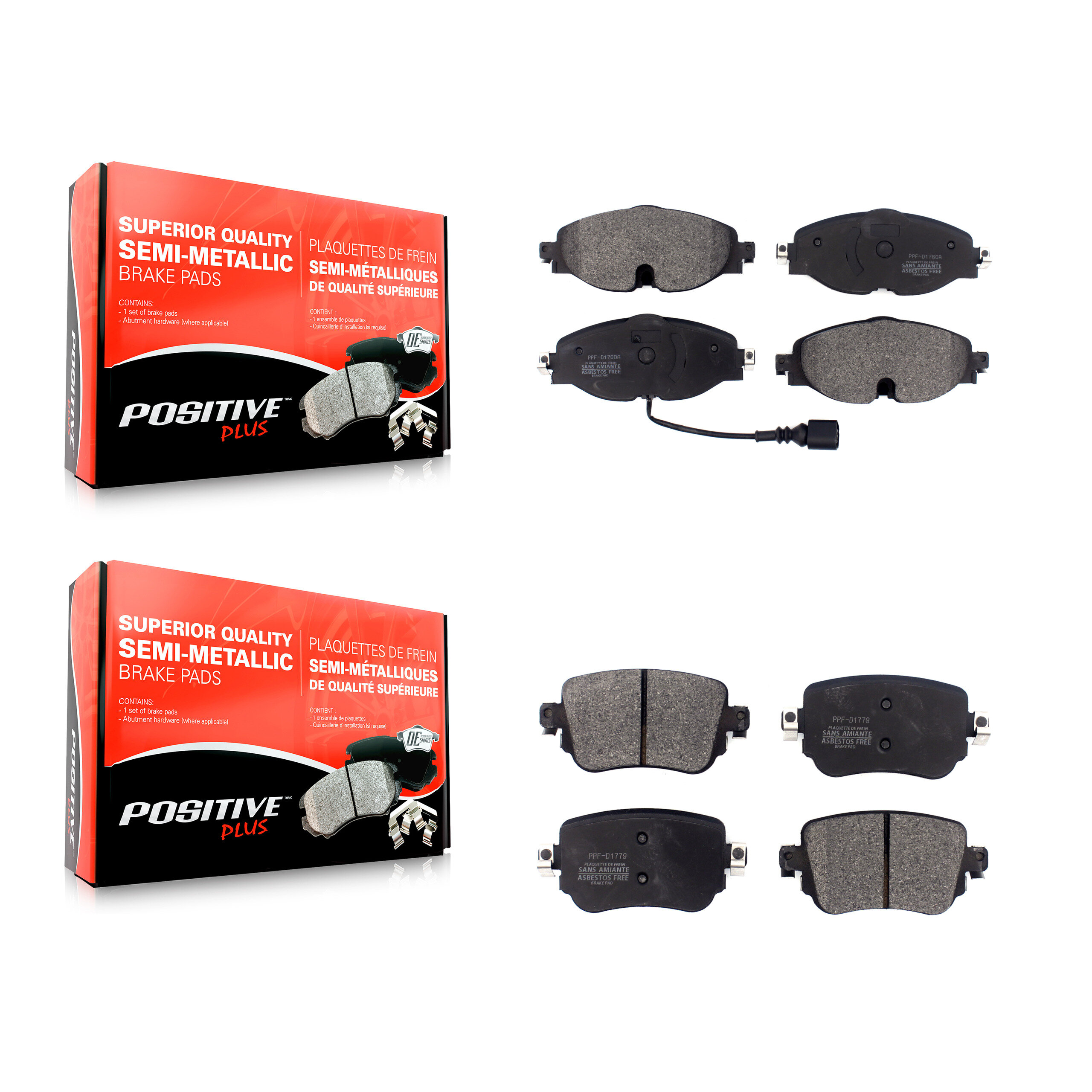 Positive Plus - KPF-100480 - Front and Rear Disc Brake Pad Kits