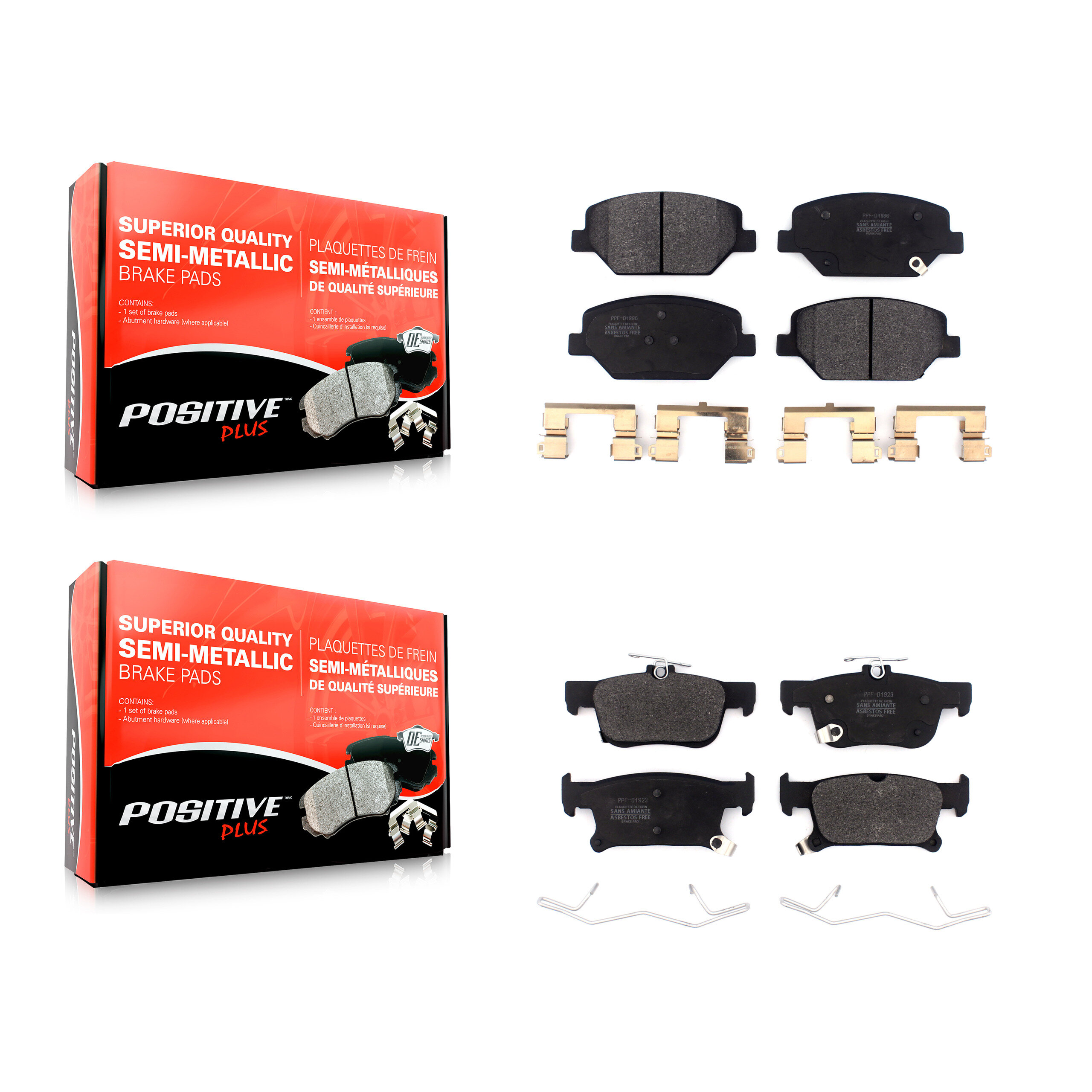 Positive Plus - KPF-100492 - Front and Rear Disc Brake Pad Kits