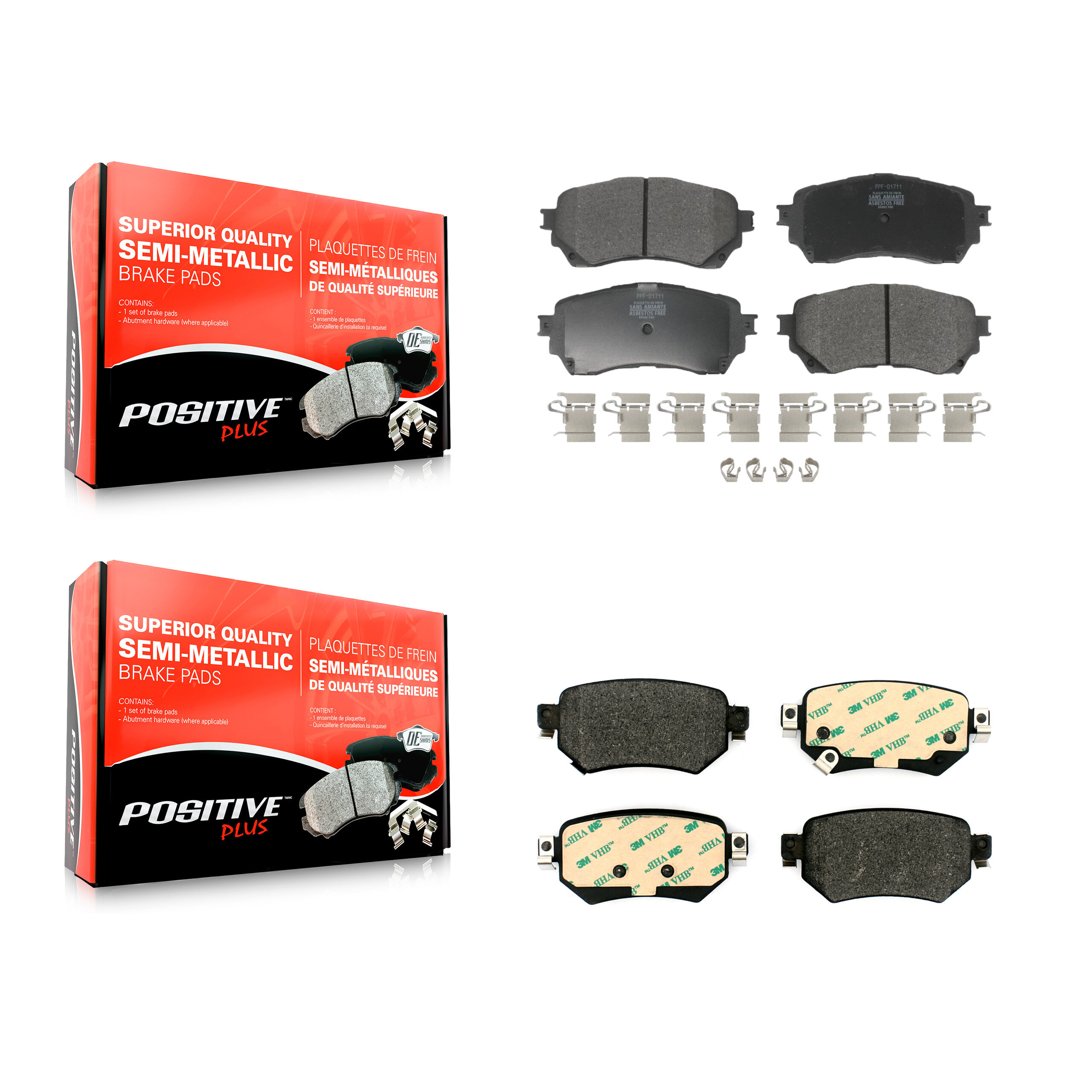 Positive Plus - KPF-100500 - Front and Rear Disc Brake Pad Kits