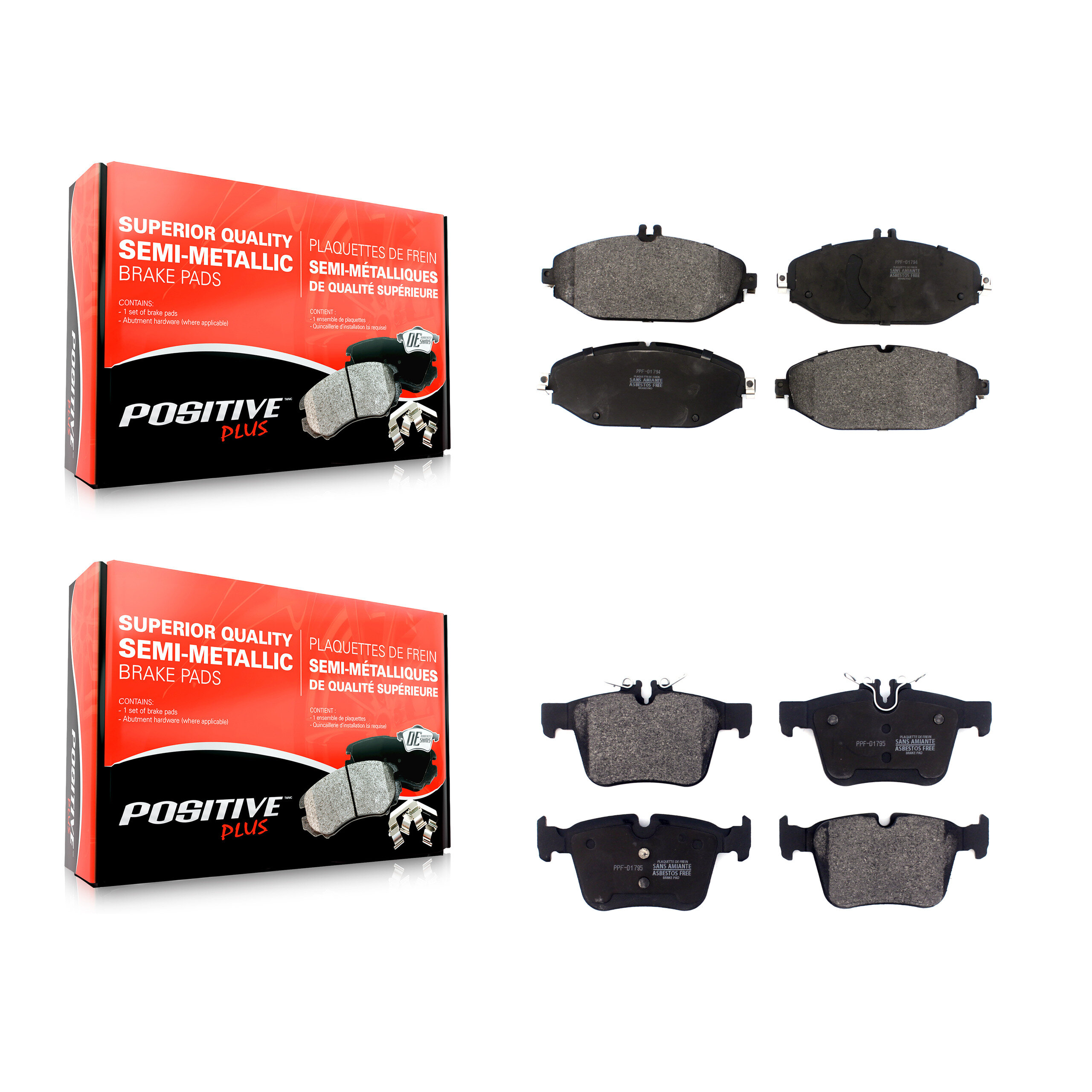 Positive Plus KPF-100503 Disc Brake Pad for 2015-2021 Mercedes-Benz C300 - Front and Rear
