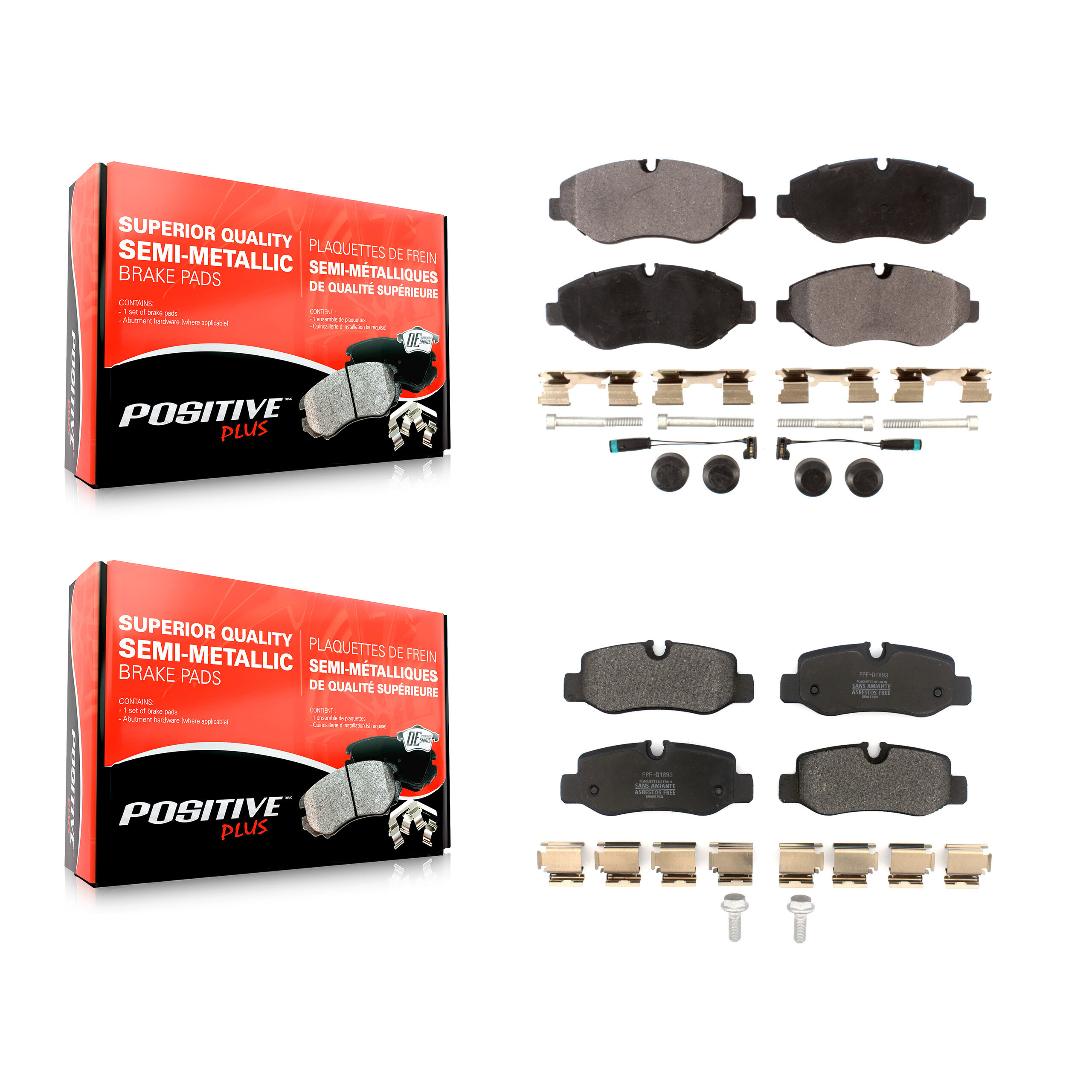 Positive Plus - KPF-100516 - Front and Rear Disc Brake Pad Kits