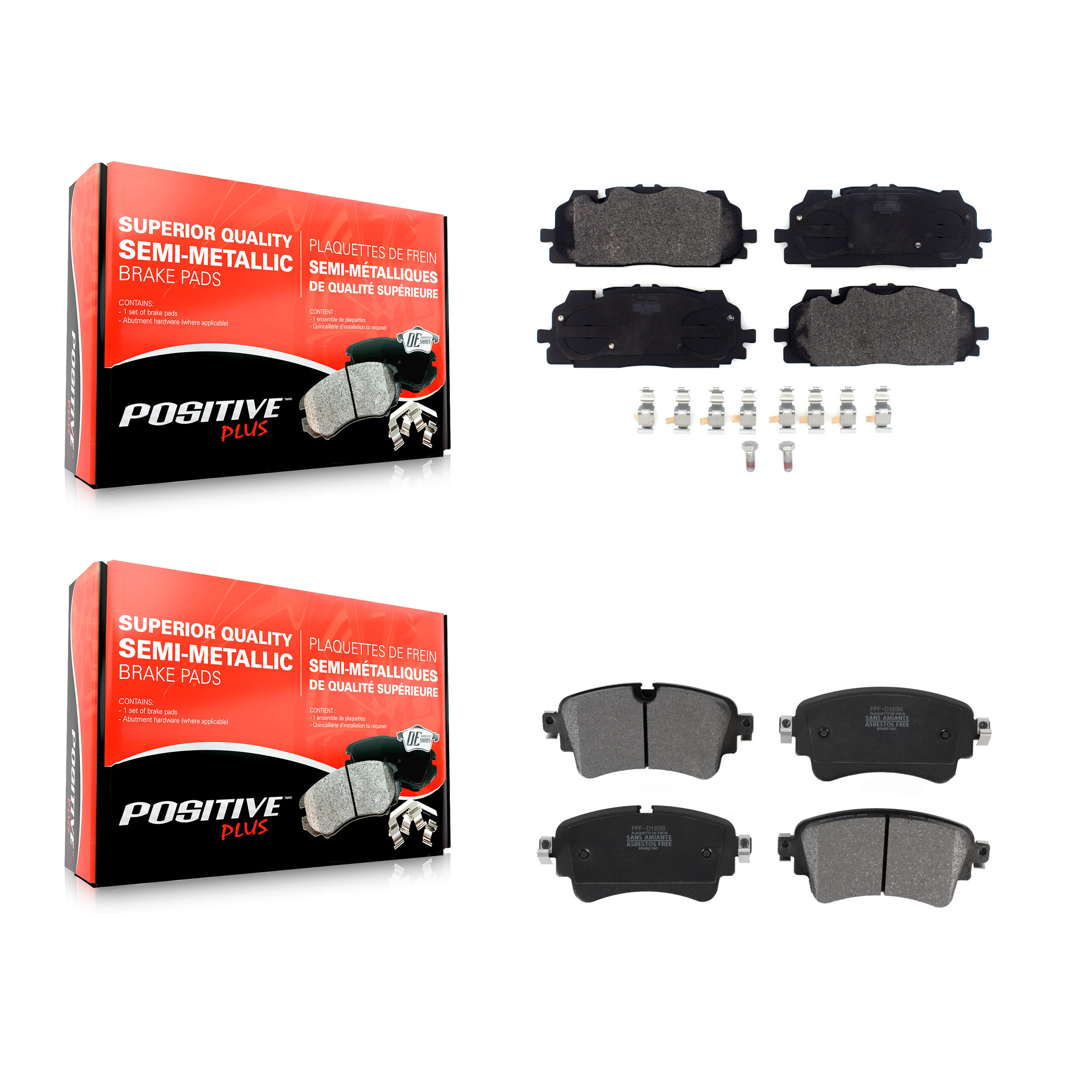 Positive Plus - KPF-100536 - Front and Rear Disc Brake Pad Kits