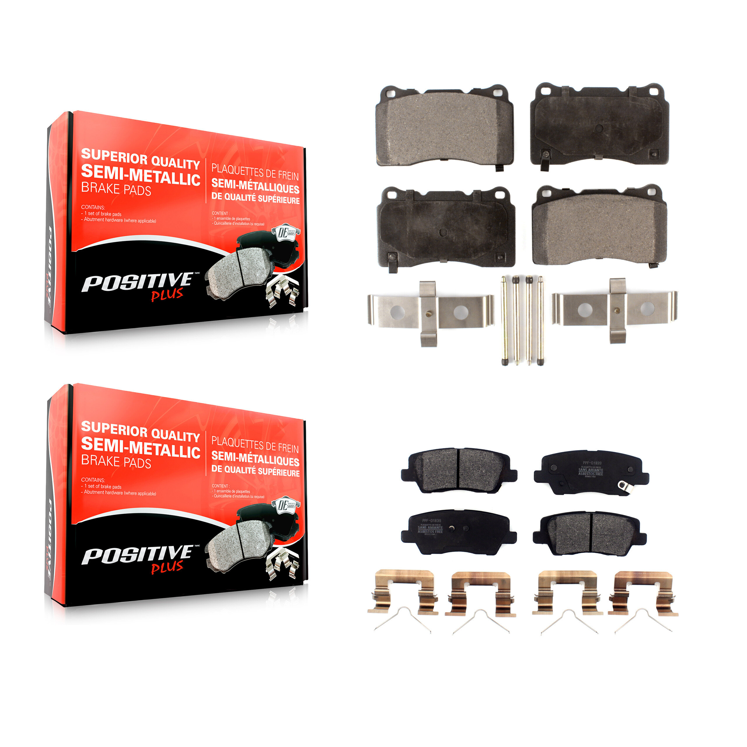 Positive Plus - KPF-100577 - Front and Rear Disc Brake Pad Kits