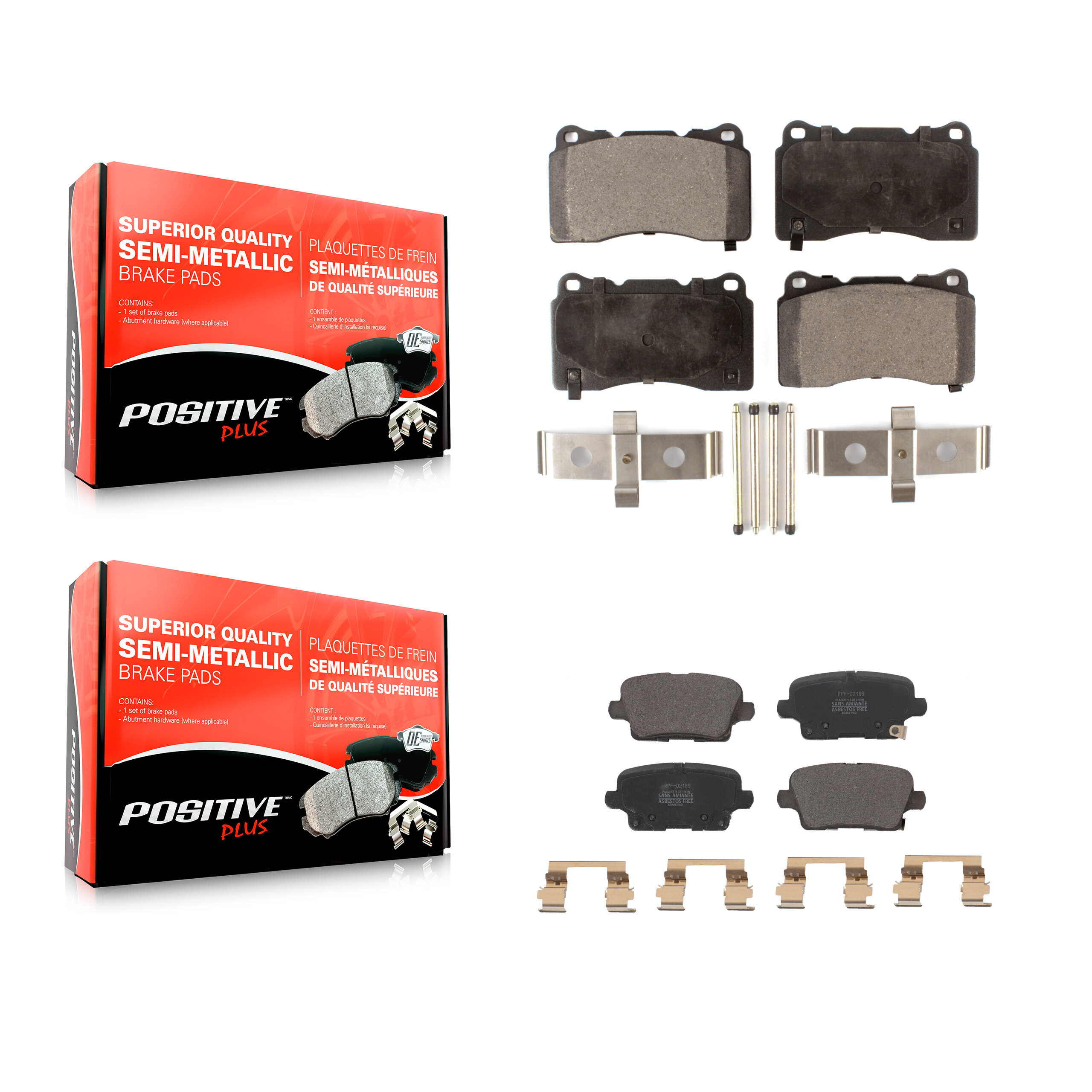 Positive Plus - KPF-100616 - Front and Rear Disc Brake Pad Kits