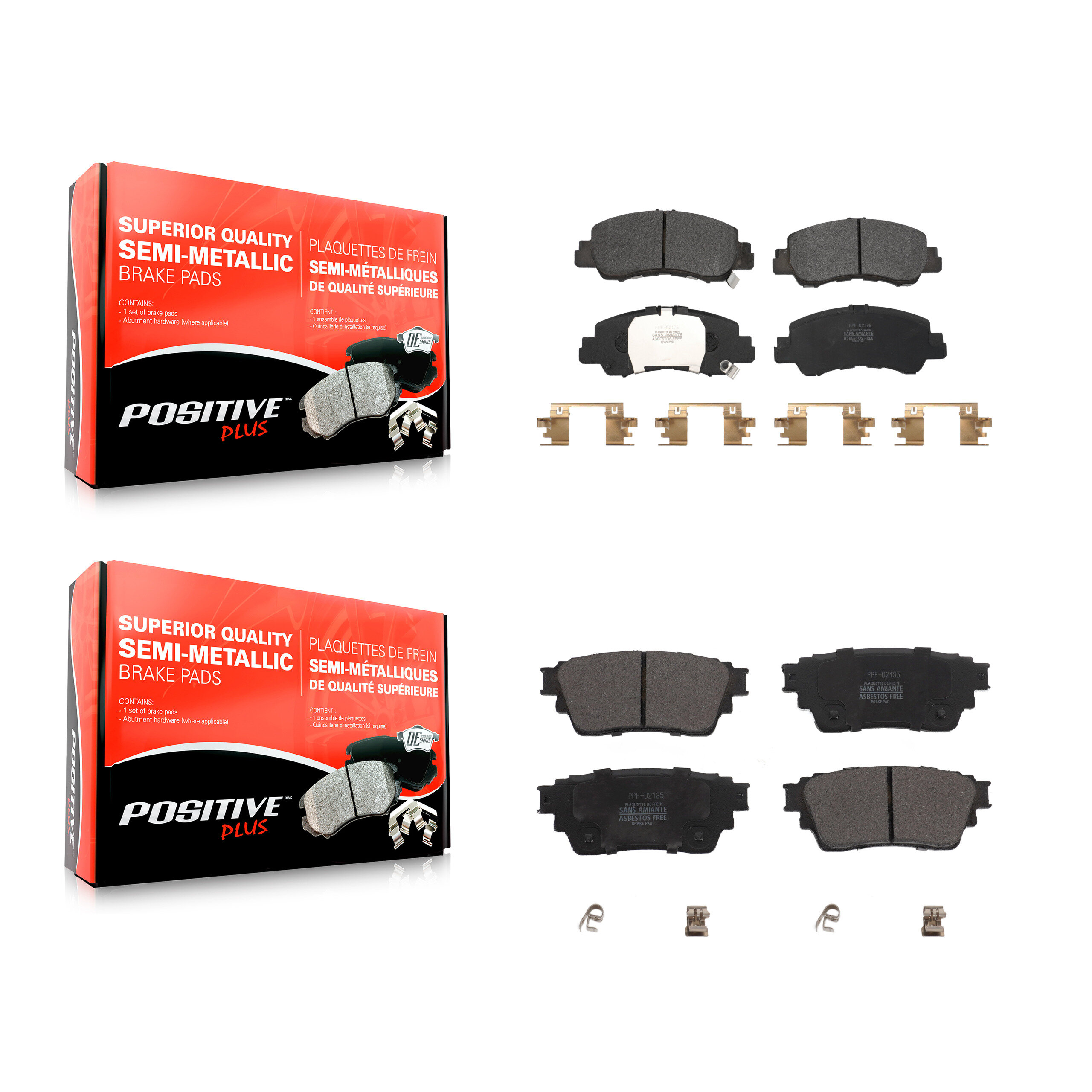 Positive Plus - KPF-100620 - Front and Rear Disc Brake Pad Kits