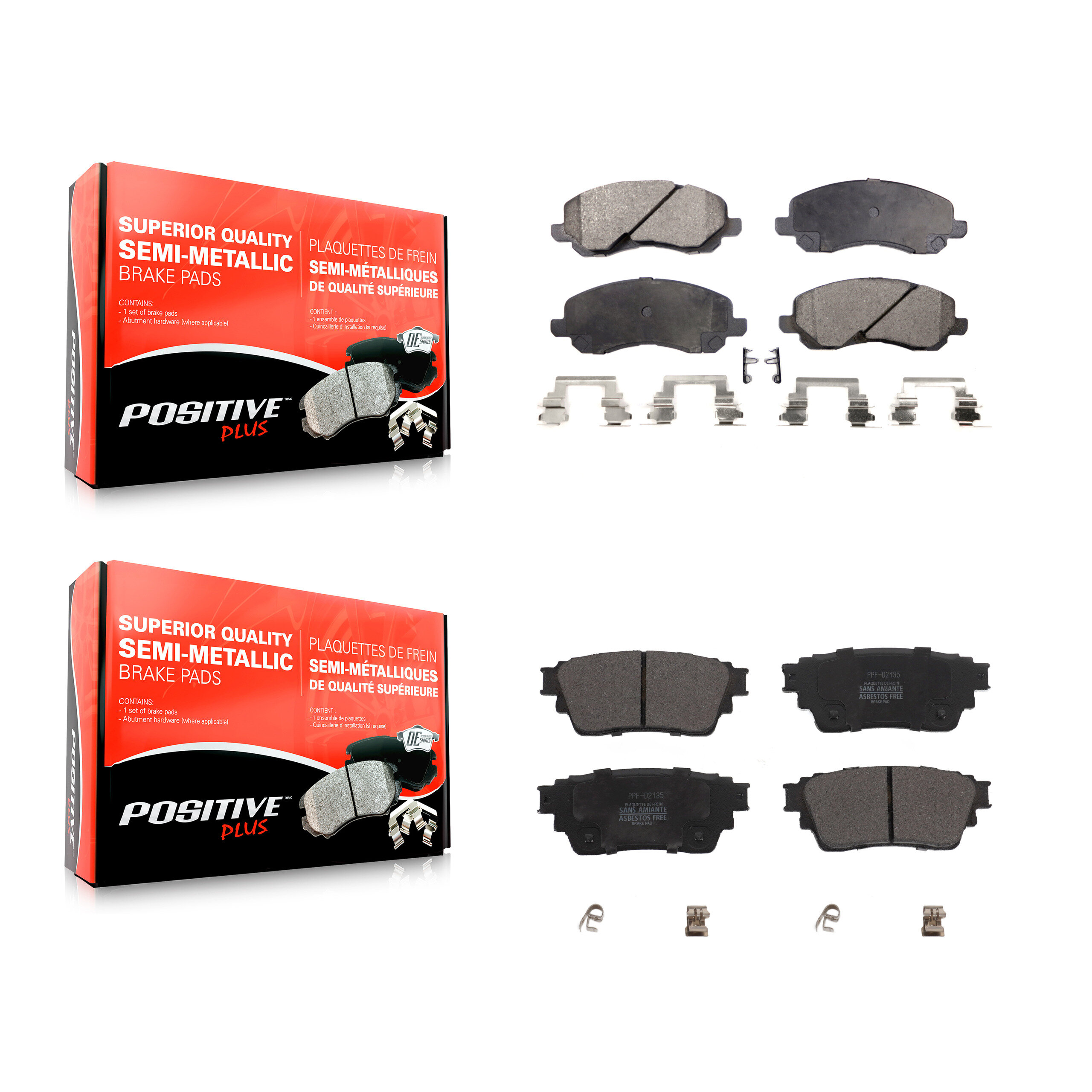 Positive Plus - KPF-100622 - Front and Rear Disc Brake Pad Kits