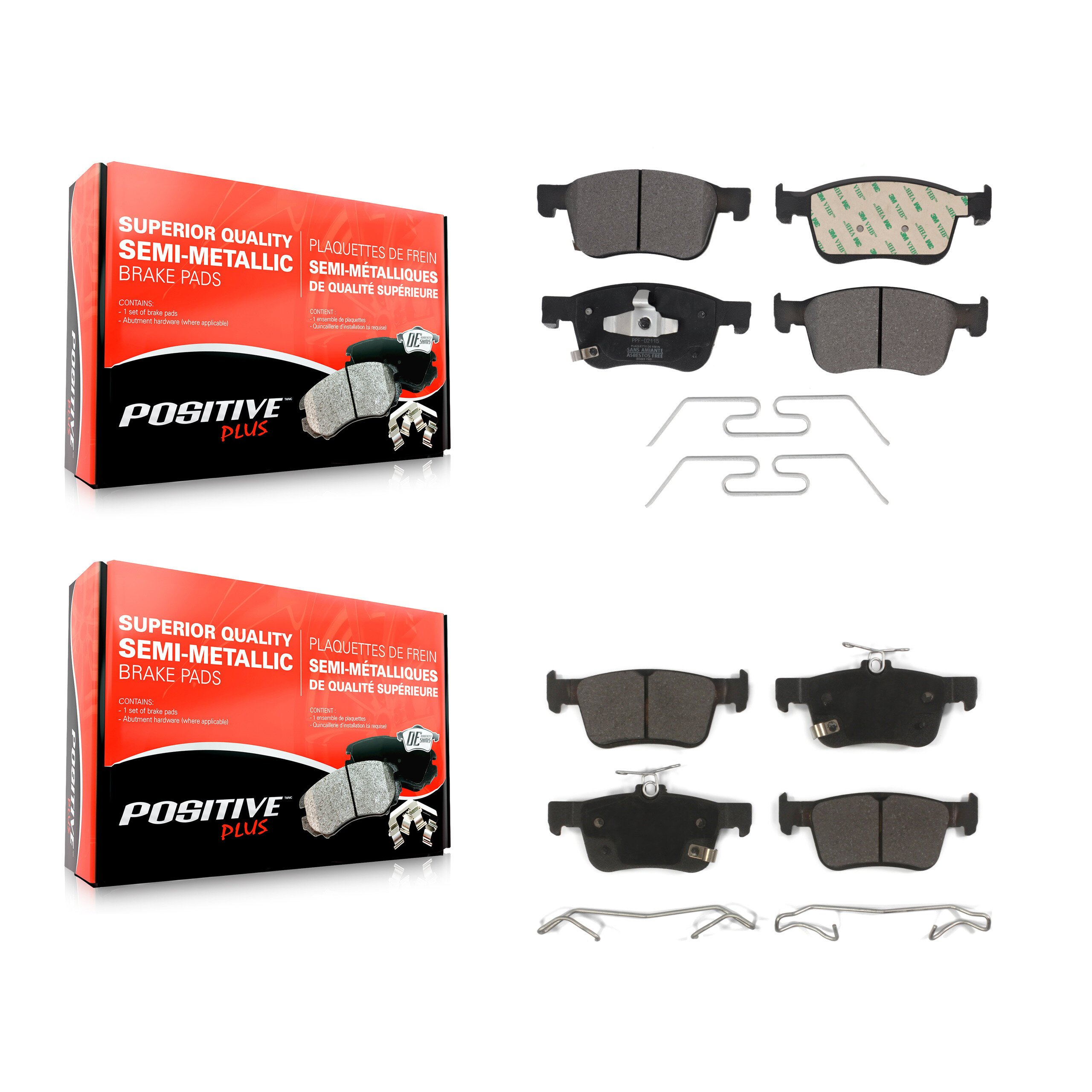 Positive Plus - KPF-100649 - Front and Rear Disc Brake Pad Kits