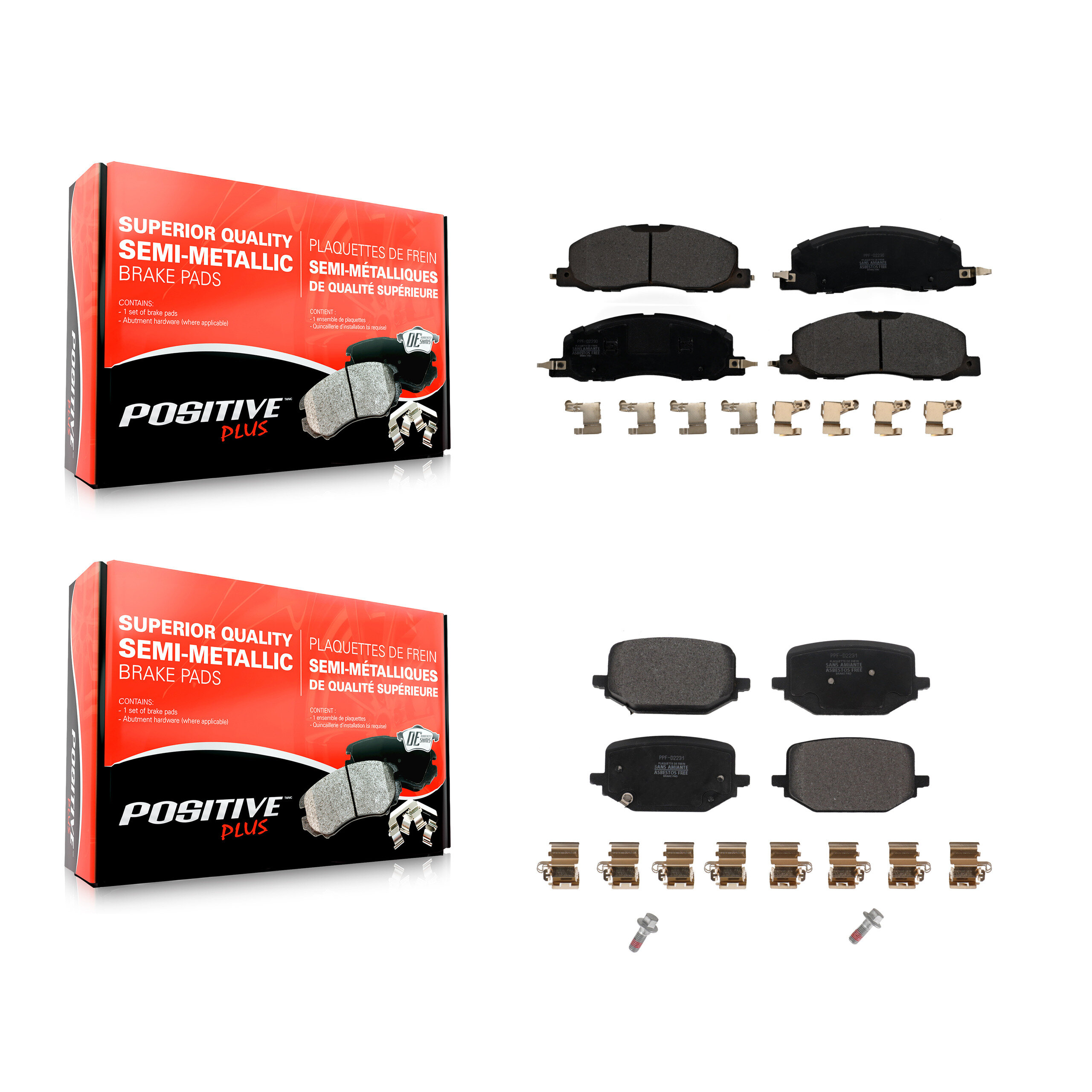 Positive Plus - KPF-100662 - Front and Rear Disc Brake Pad Kits