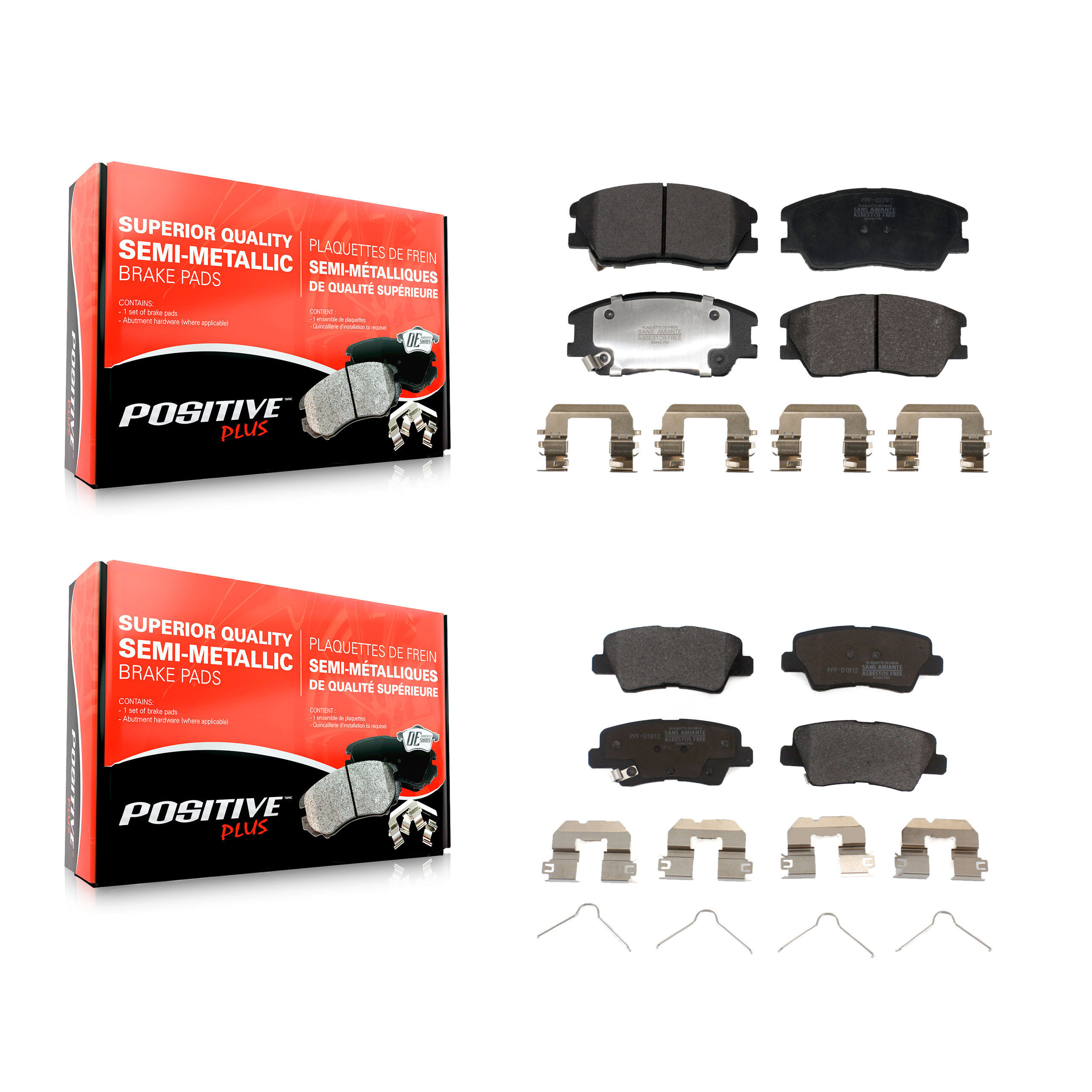 Positive Plus - KPF-100701 - Front and Rear Disc Brake Pad Kits