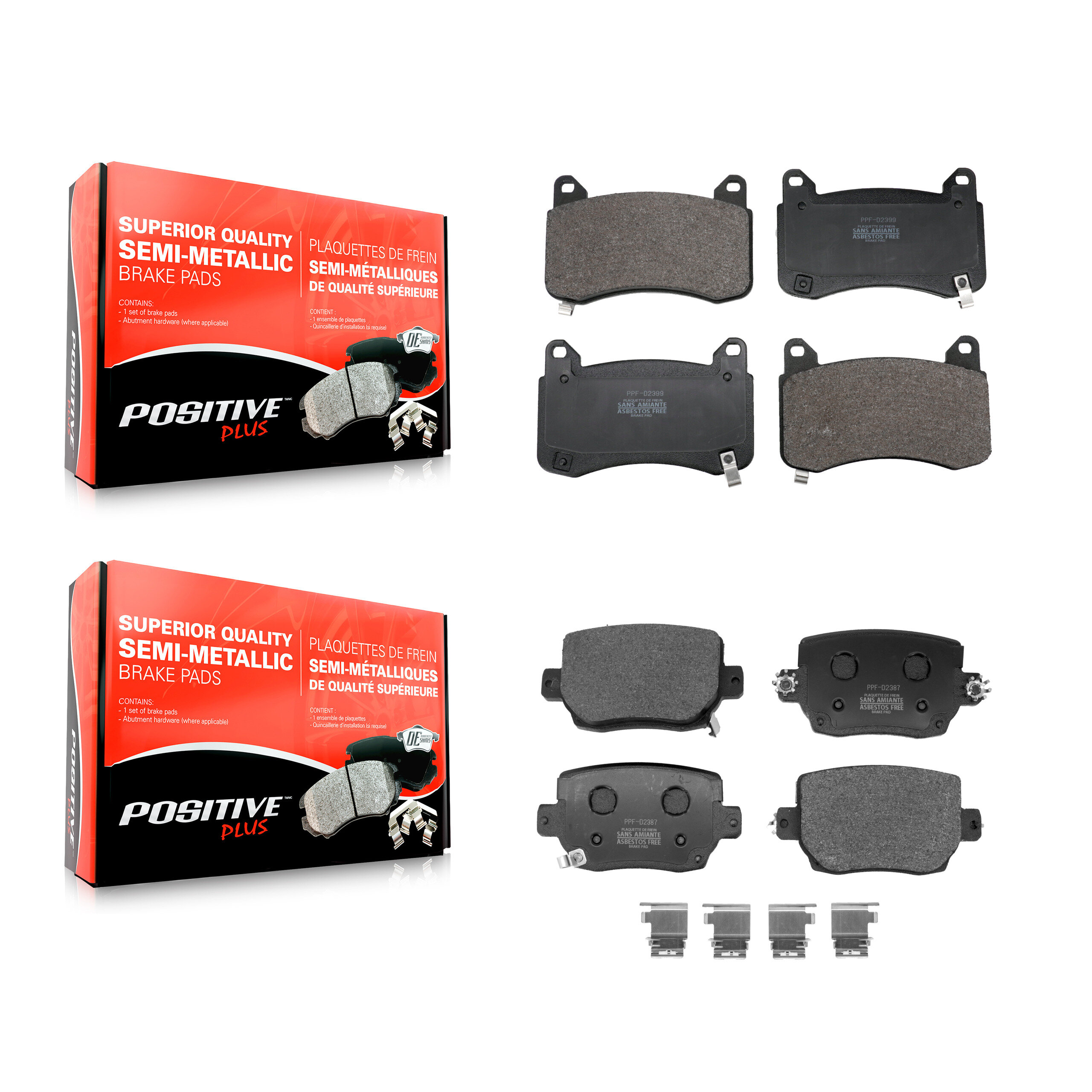 Positive Plus - KPF-100704 - Front and Rear Disc Brake Pad Kits