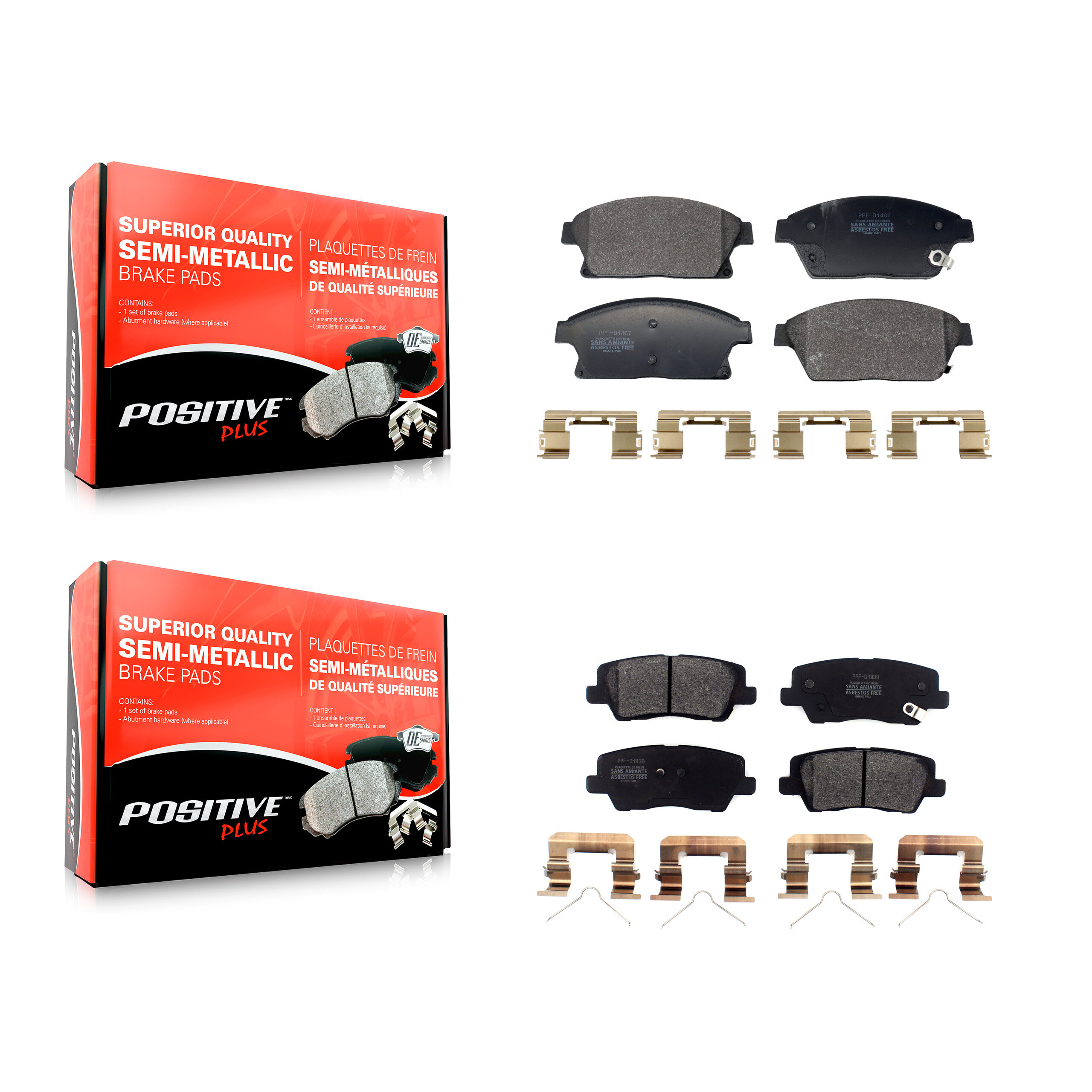 Positive Plus - KPF-100716 - Front and Rear Disc Brake Pad Kits