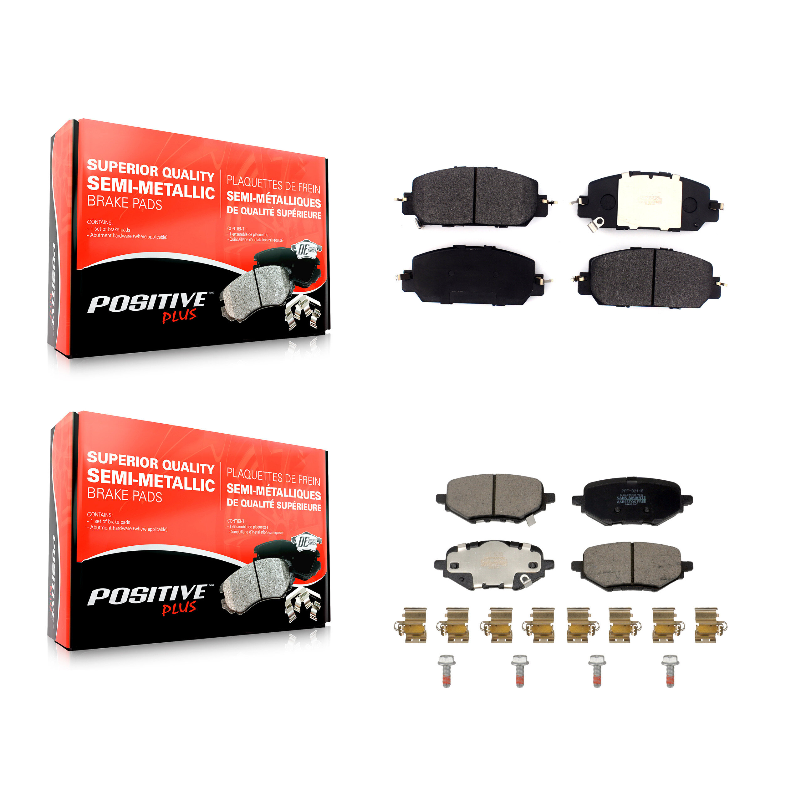 Positive Plus - KPF-100721 - Front and Rear Disc Brake Pad Kits