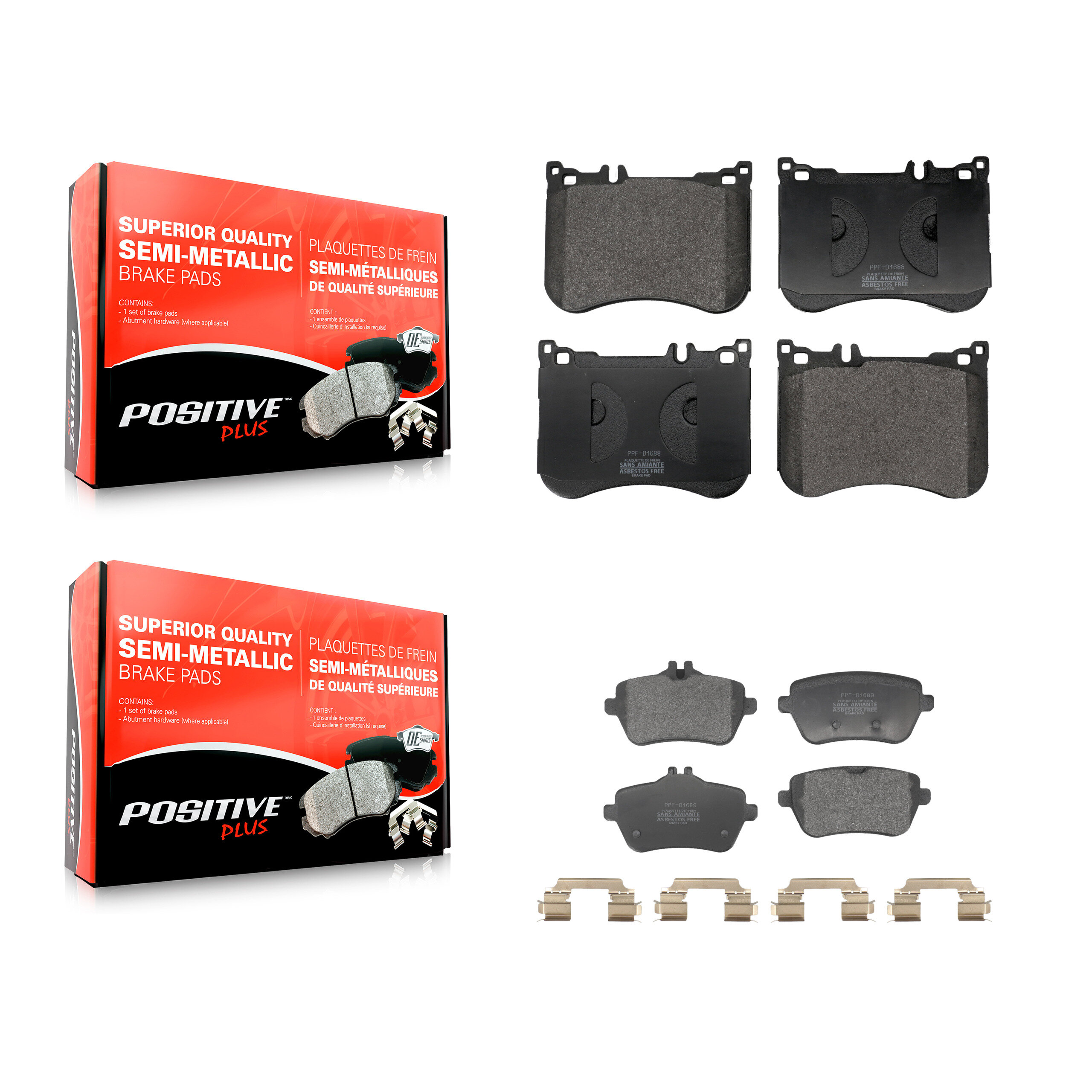 Positive Plus - KPF-100725 - Front and Rear Disc Brake Pad Kits