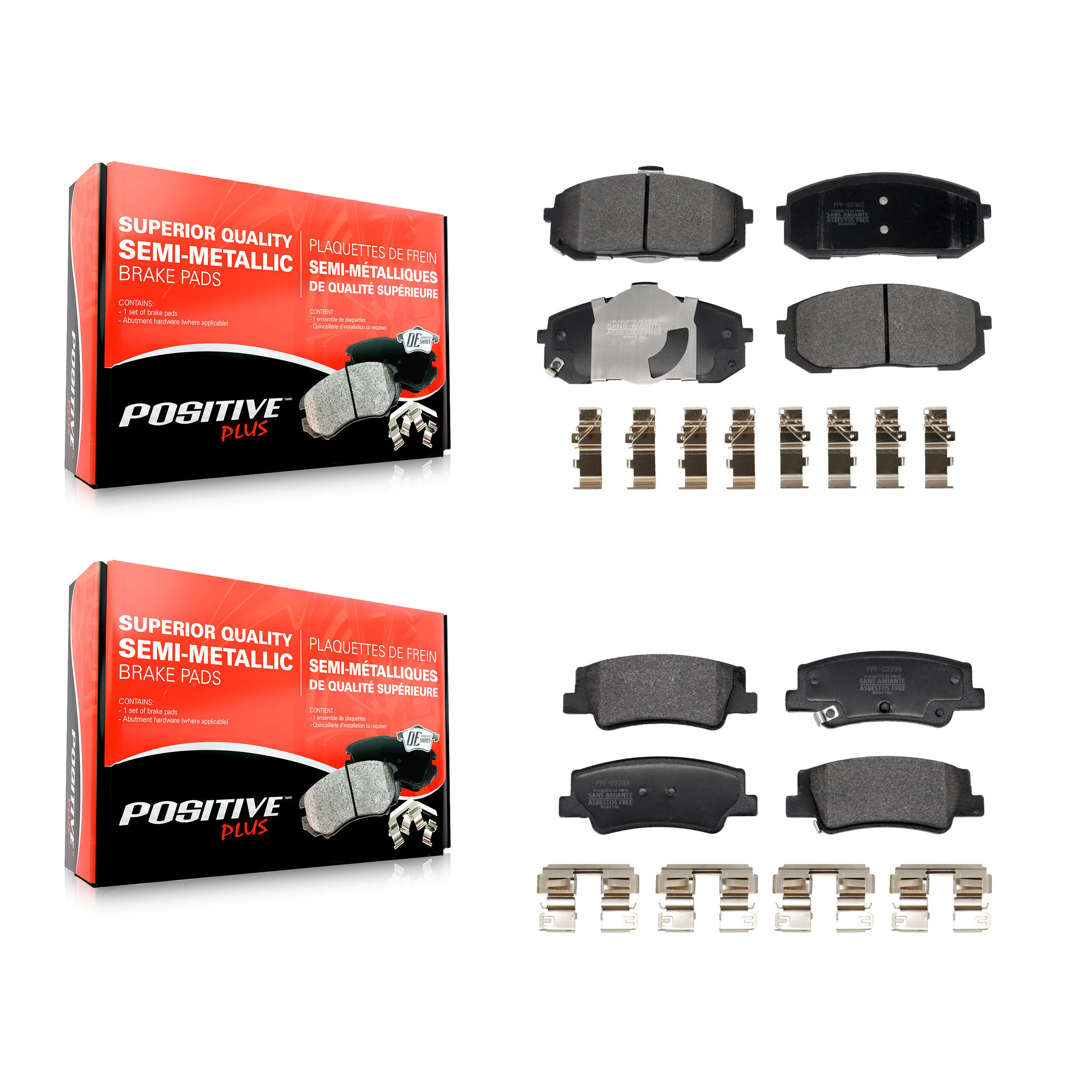 Positive Plus - KPF-100728 - Front and Rear Disc Brake Pad Kits