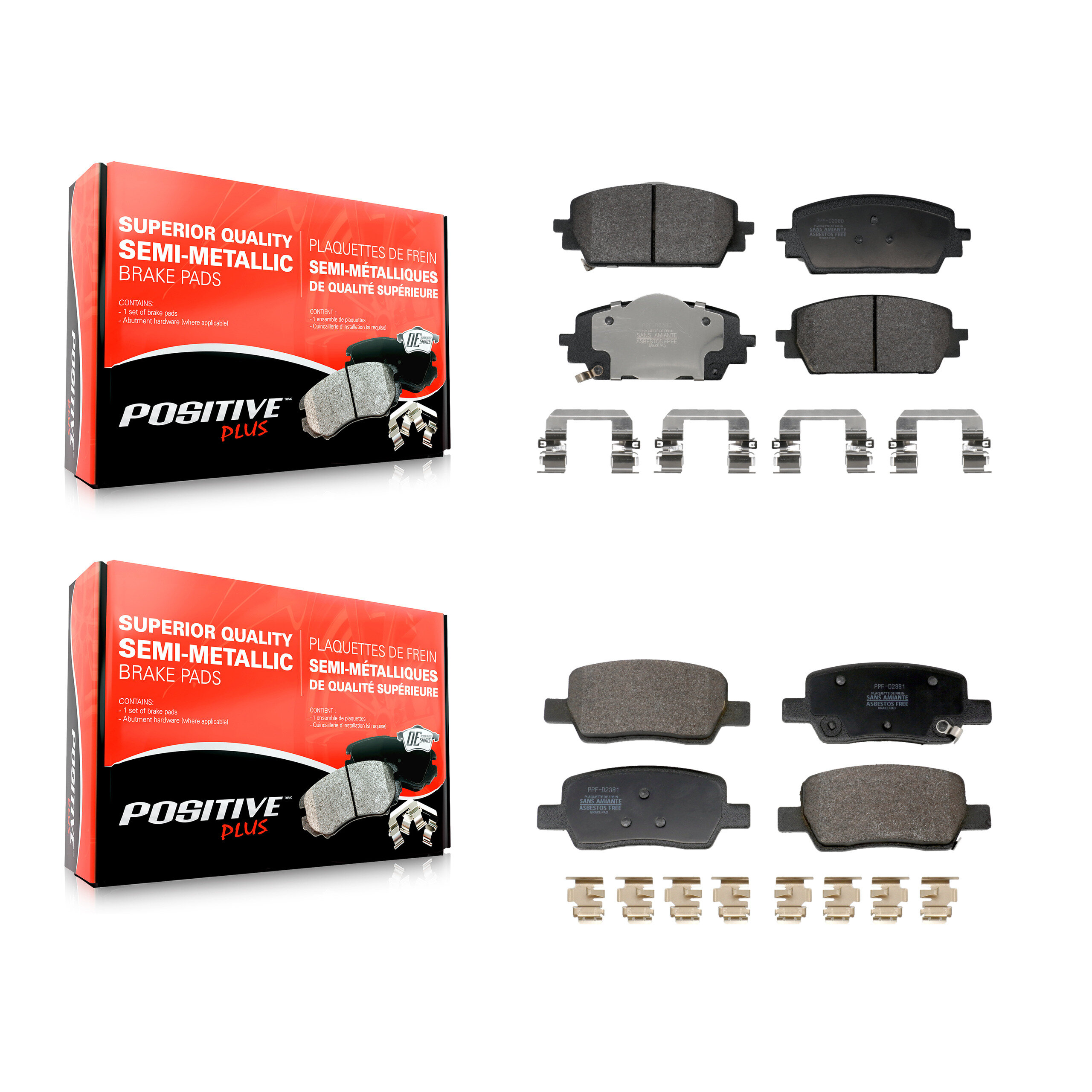 Positive Plus - KPF-100778 - Front and Rear Disc Brake Pad Kits