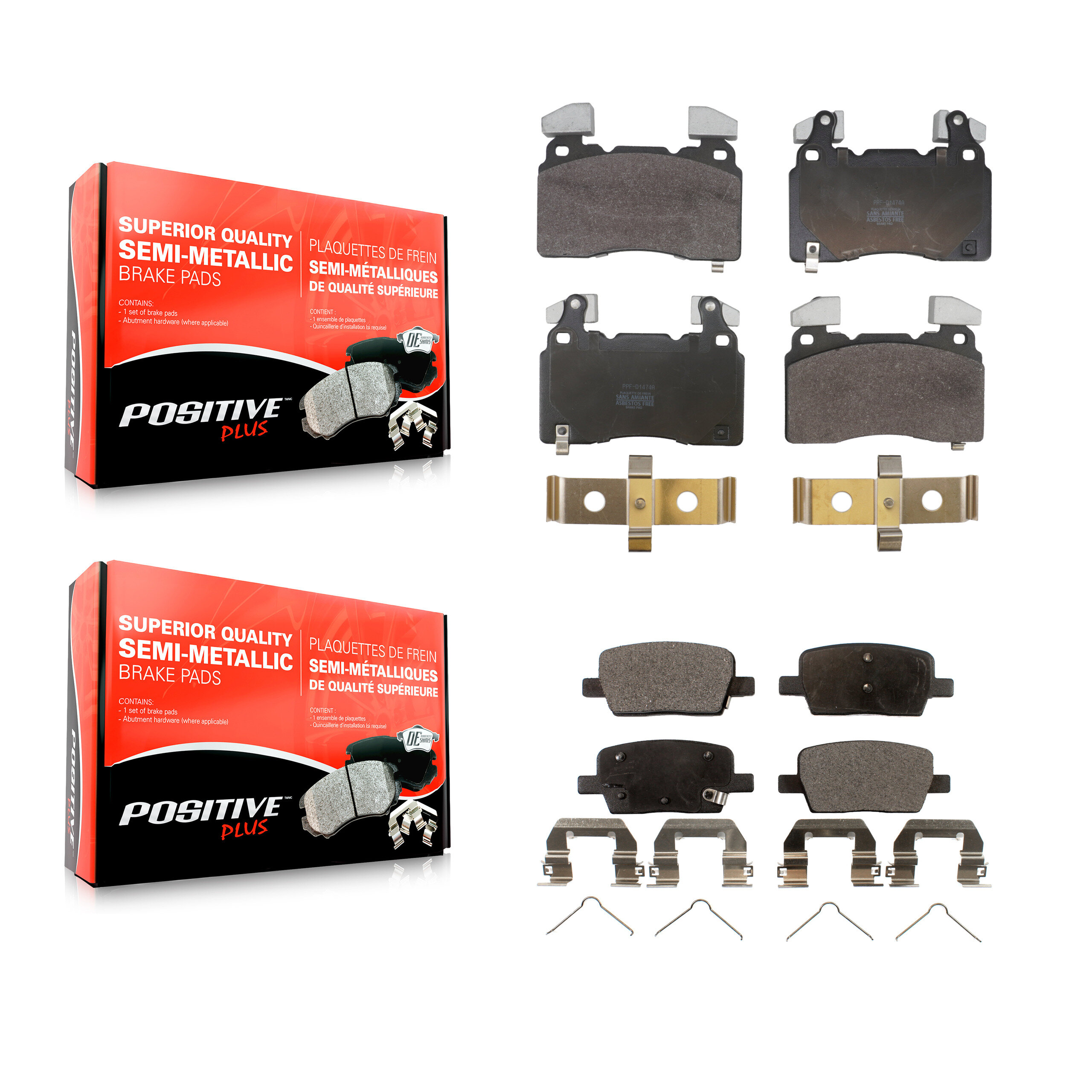 Positive Plus - KPF-100801 - Front and Rear Disc Brake Pad Kits