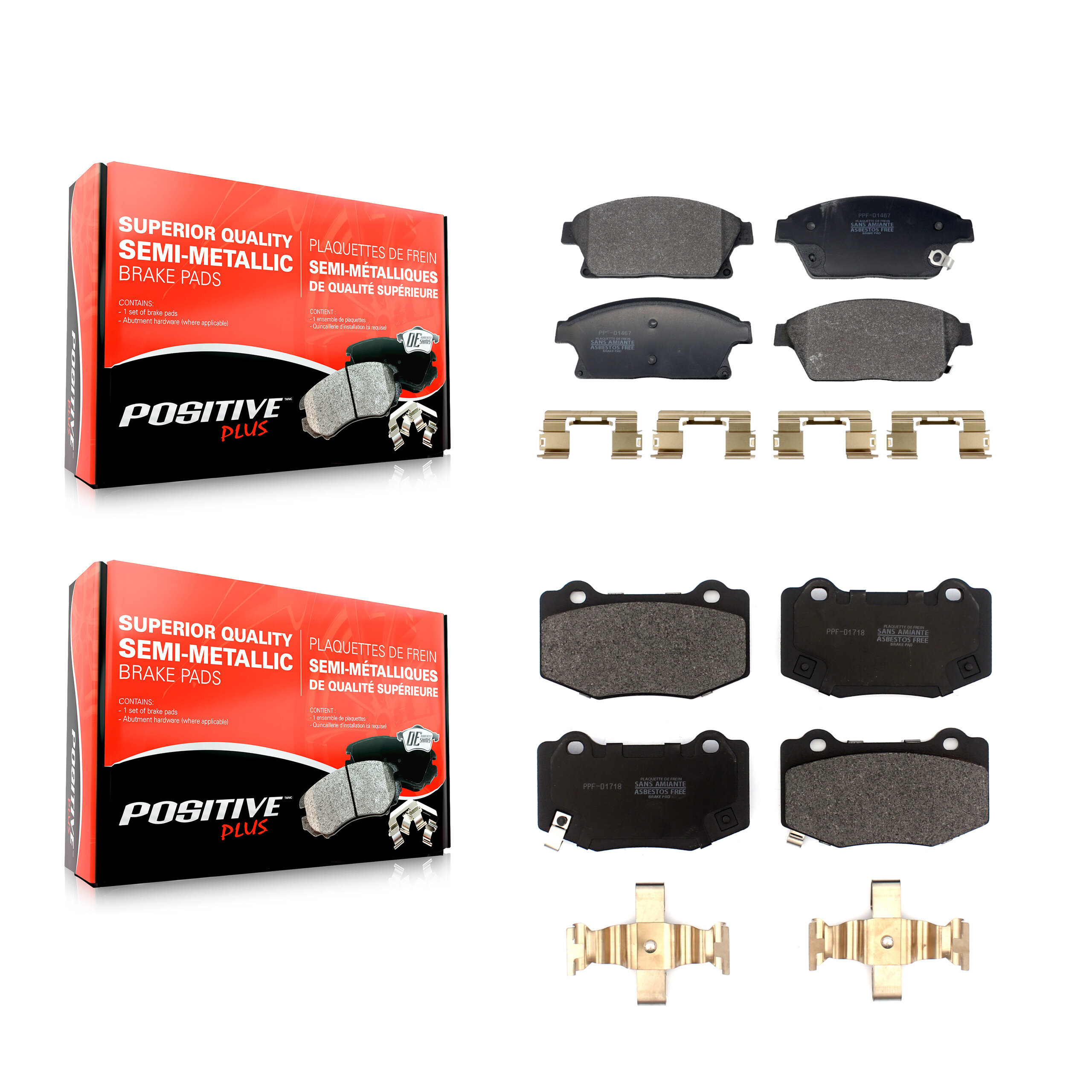 Positive Plus - KPF-100802 - Front and Rear Disc Brake Pad Kits
