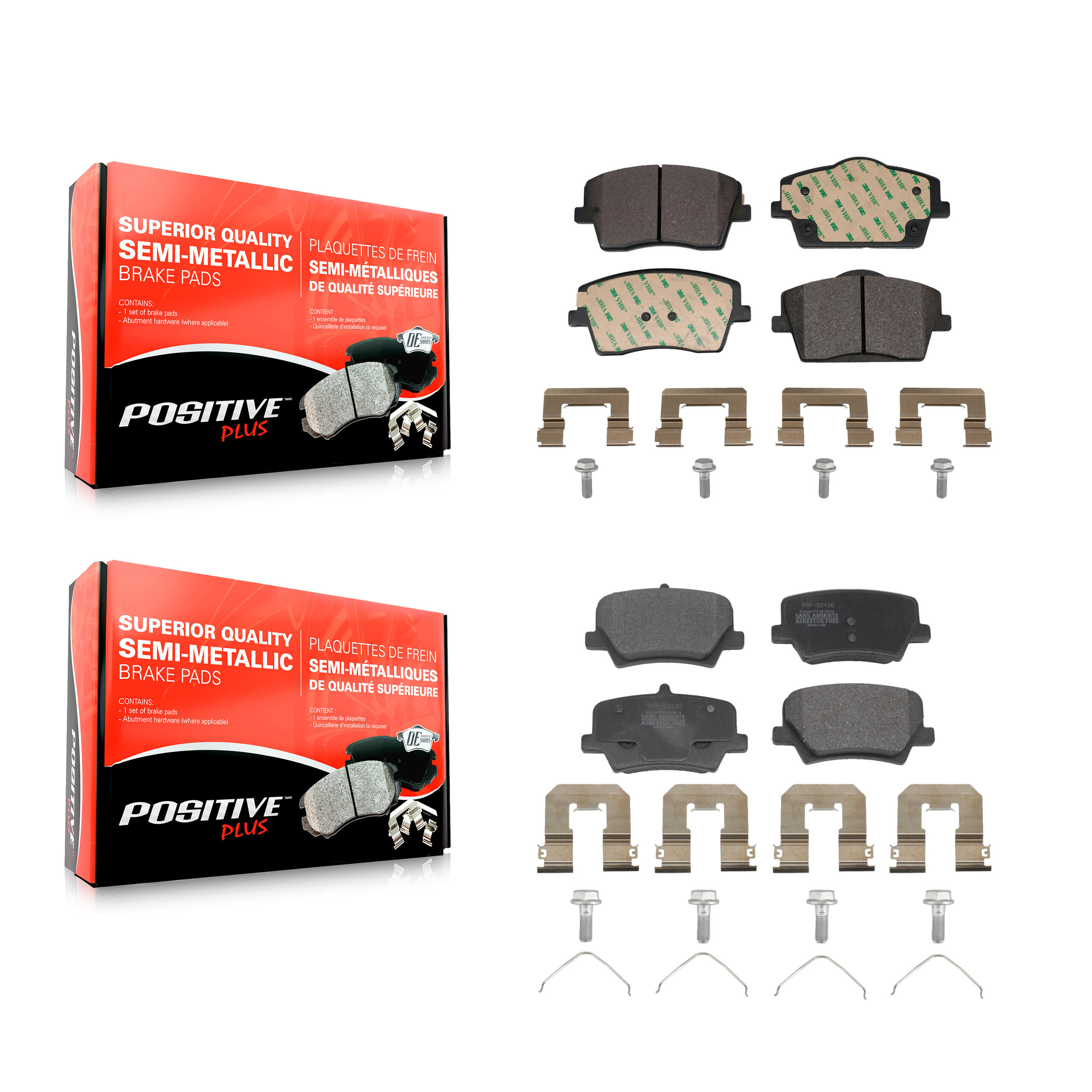 Positive Plus - KPF-100813 - Front and Rear Disc Brake Pad Kits
