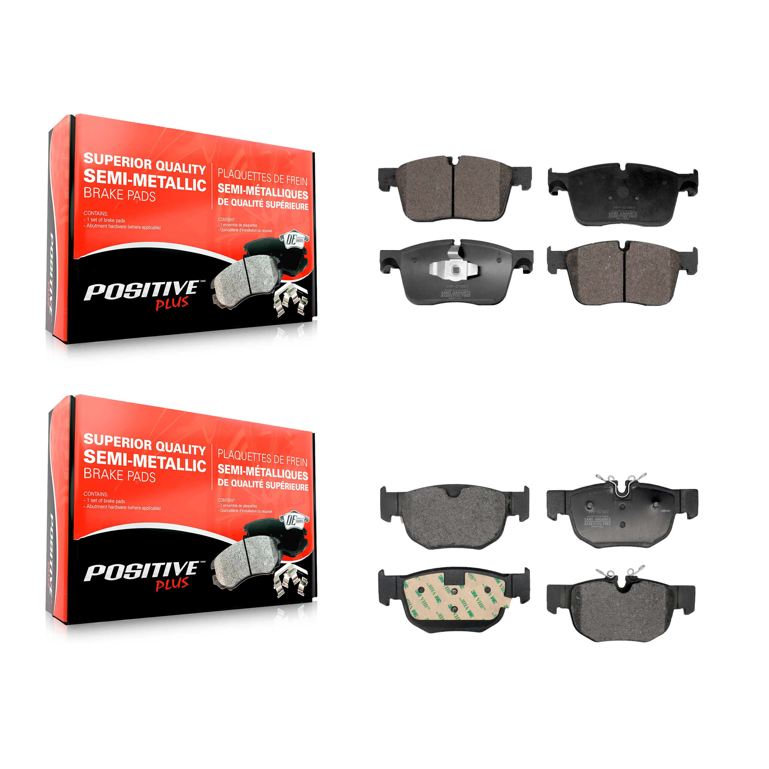 Positive Plus - KPF-100823 - Front and Rear Disc Brake Pad Kits