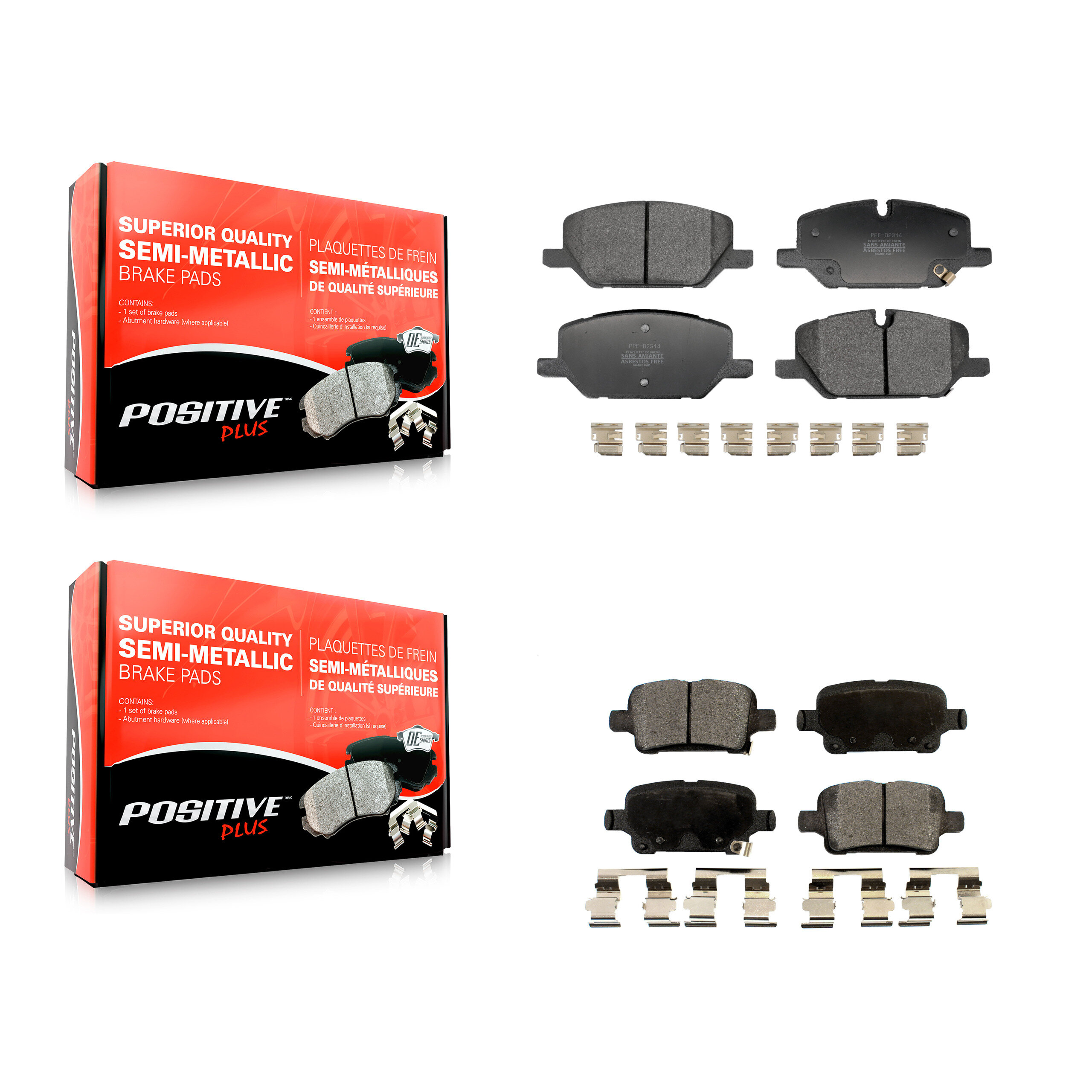 Positive Plus - KPF-100827 - Front and Rear Disc Brake Pad Kits