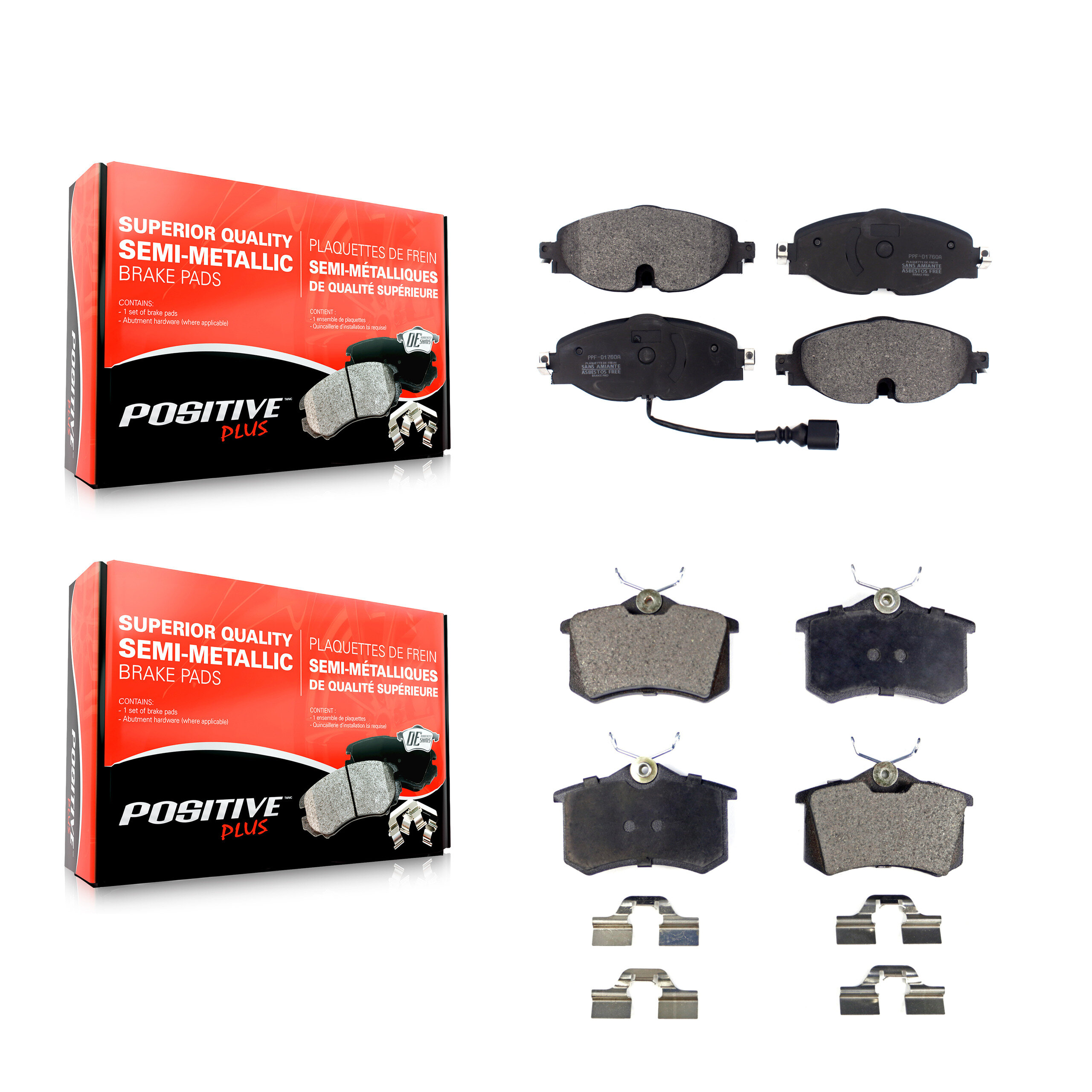 Positive Plus - KPF-100830 - Front and Rear Disc Brake Pad Kits