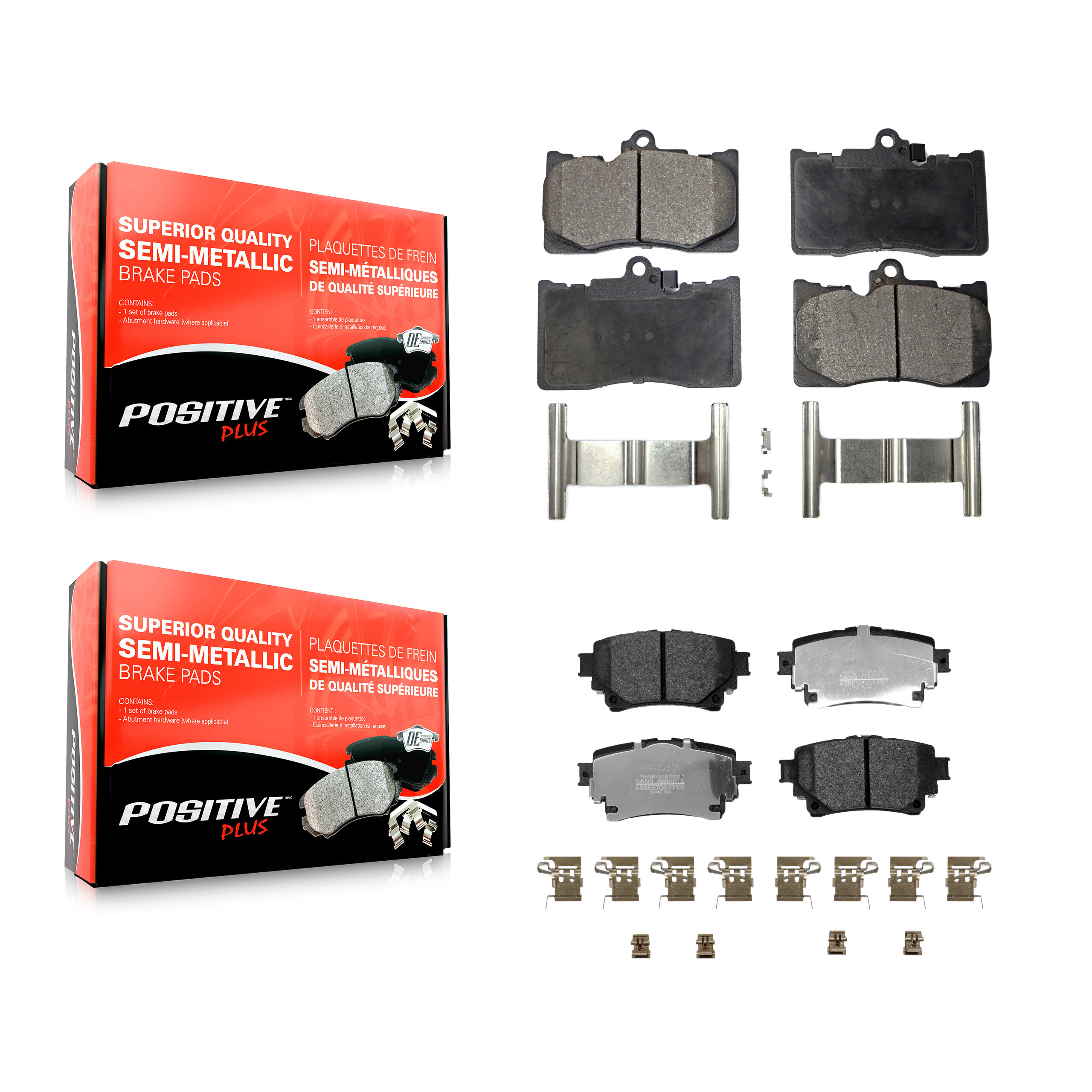Positive Plus - KPF-100844 - Front and Rear Disc Brake Pad Kits