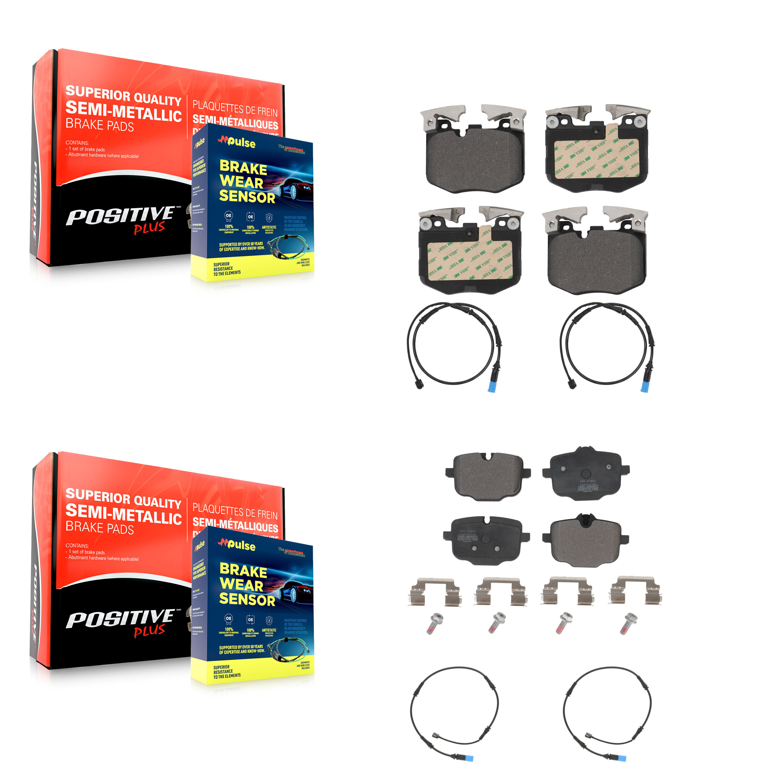 Positive Plus - KPW-100262 - Front and Rear Disc Brake Pad Kits