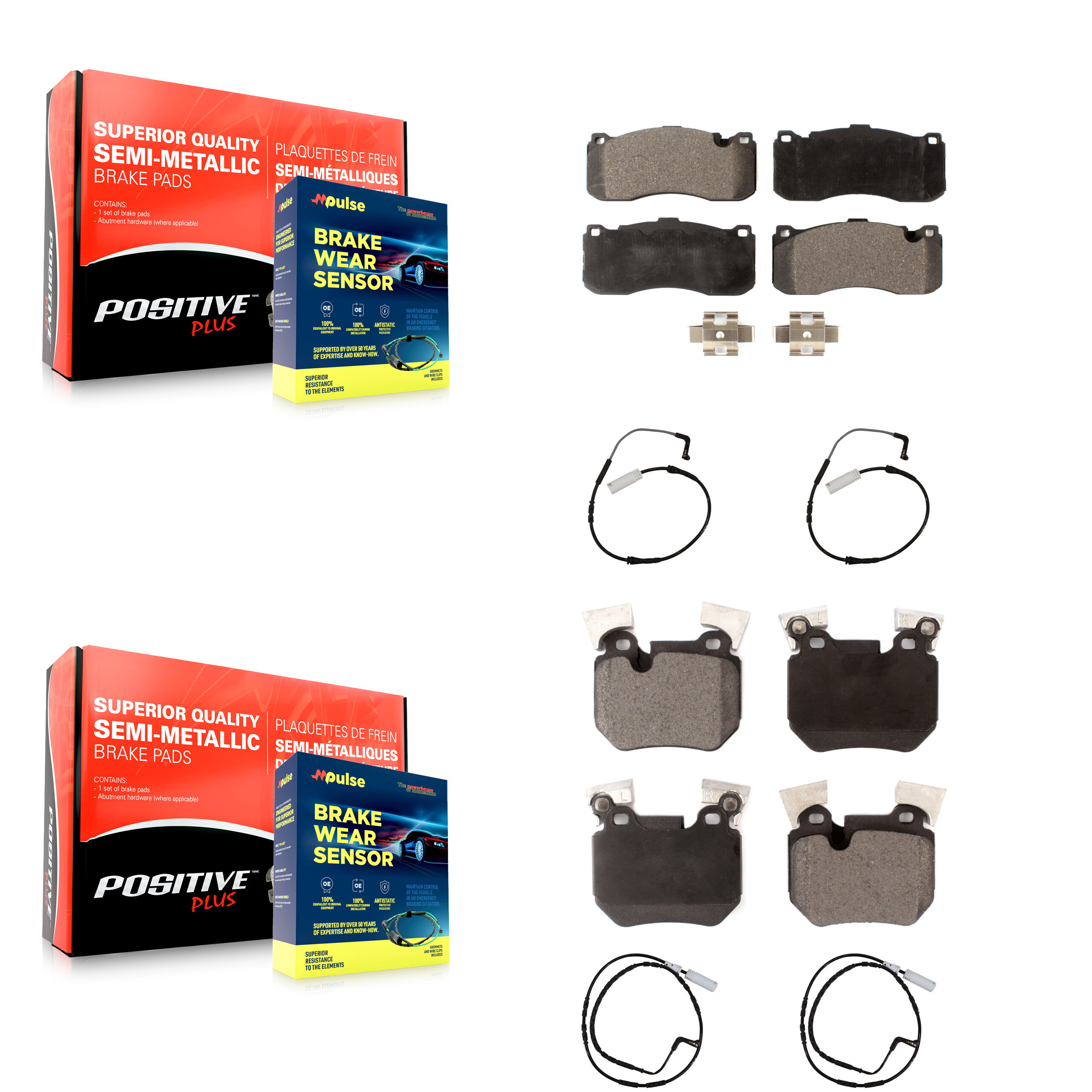 Positive Plus - KPW-100270 - Front and Rear Disc Brake Pad Kits