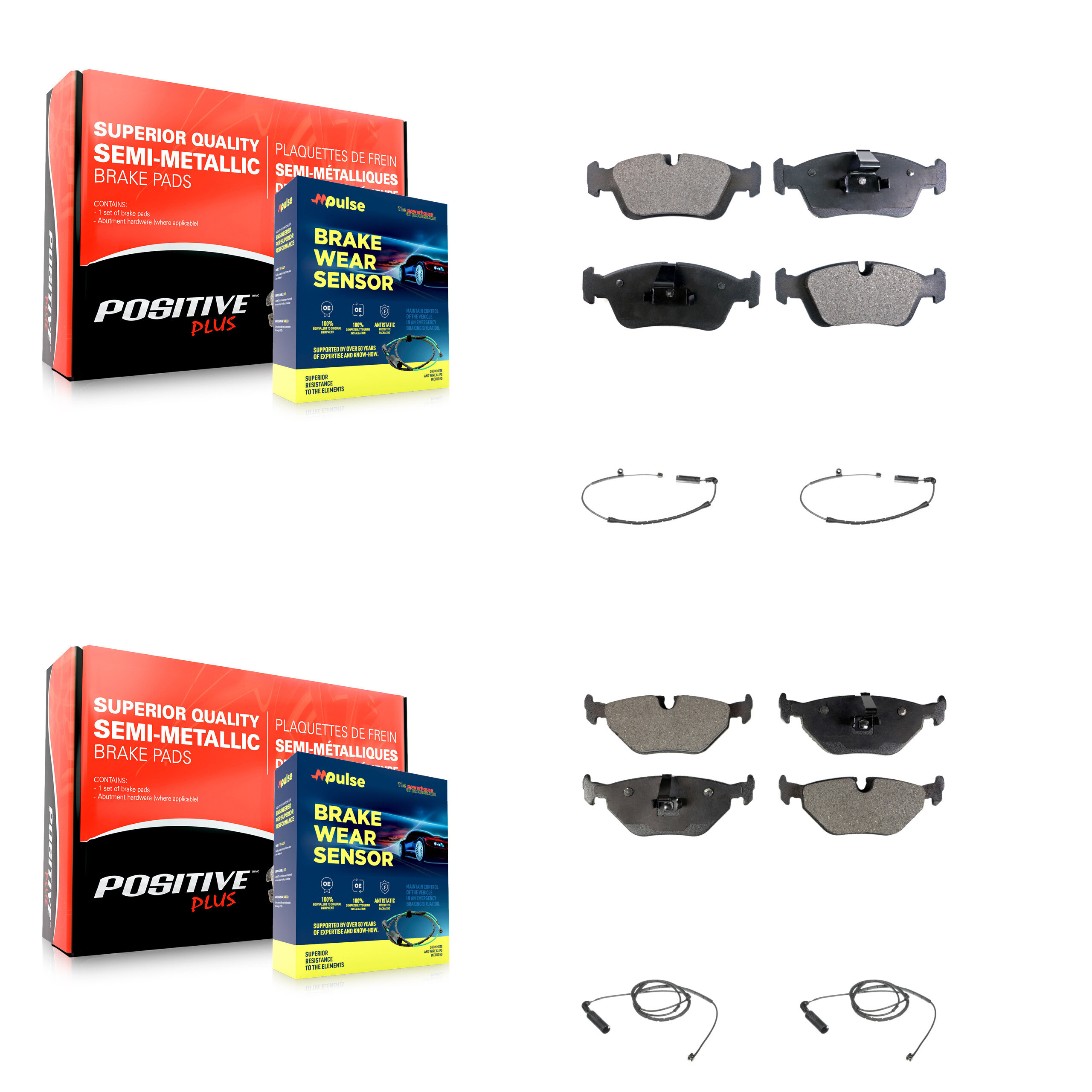 Positive Plus - KPW-100285 - Front and Rear Disc Brake Pad Kits