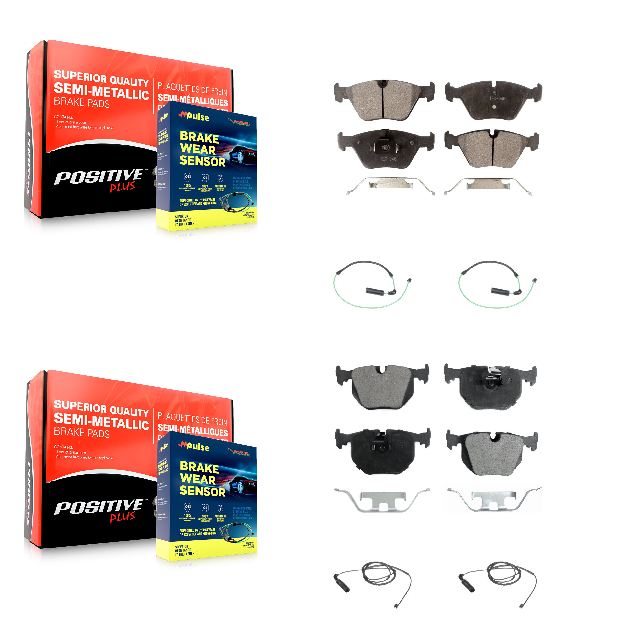 Positive Plus - KPW-100286 - Front and Rear Disc Brake Pad Kits