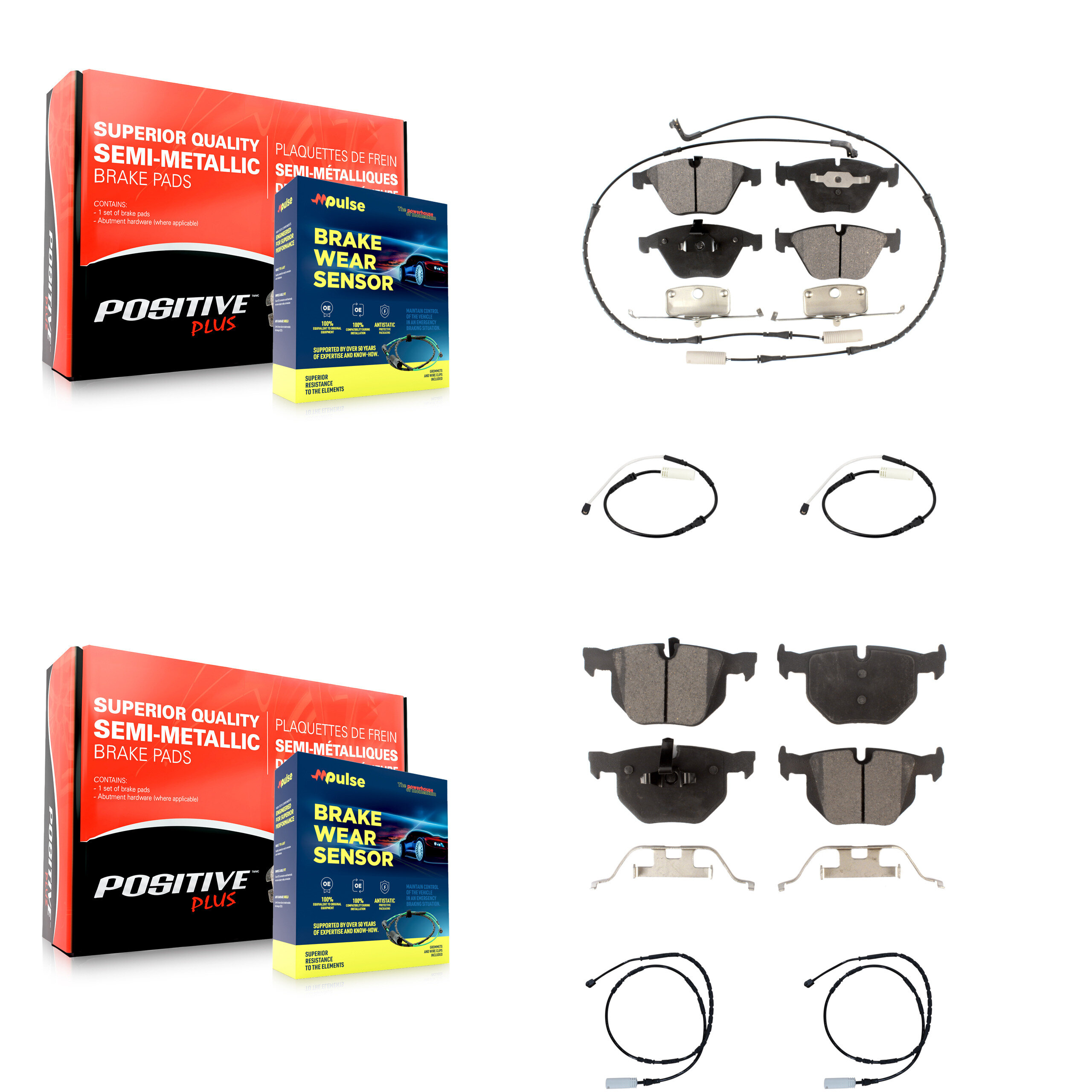 Positive Plus - KPW-100289 - Front and Rear Disc Brake Pad Kits
