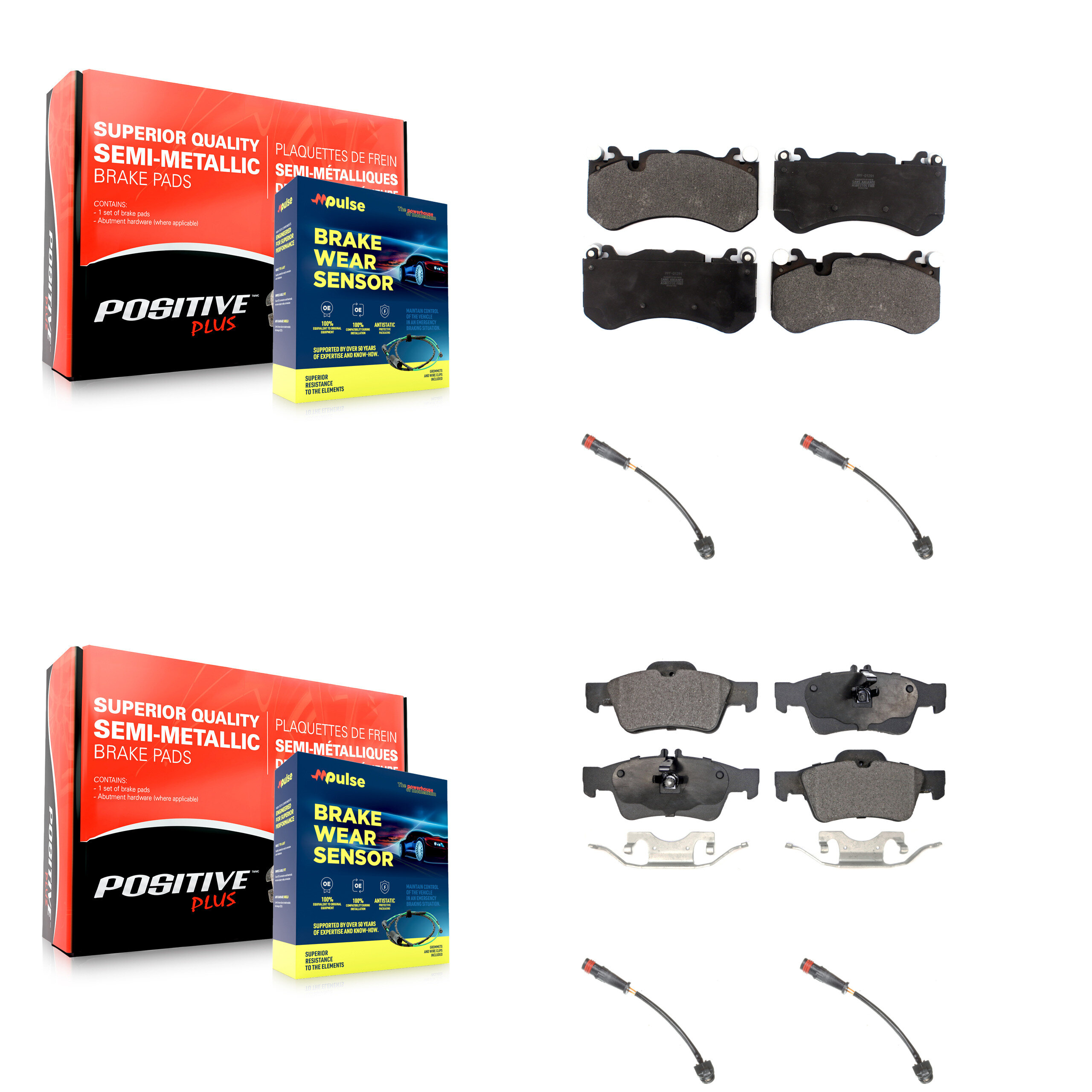Positive Plus - KPW-100306 - Front and Rear Disc Brake Pad Kits