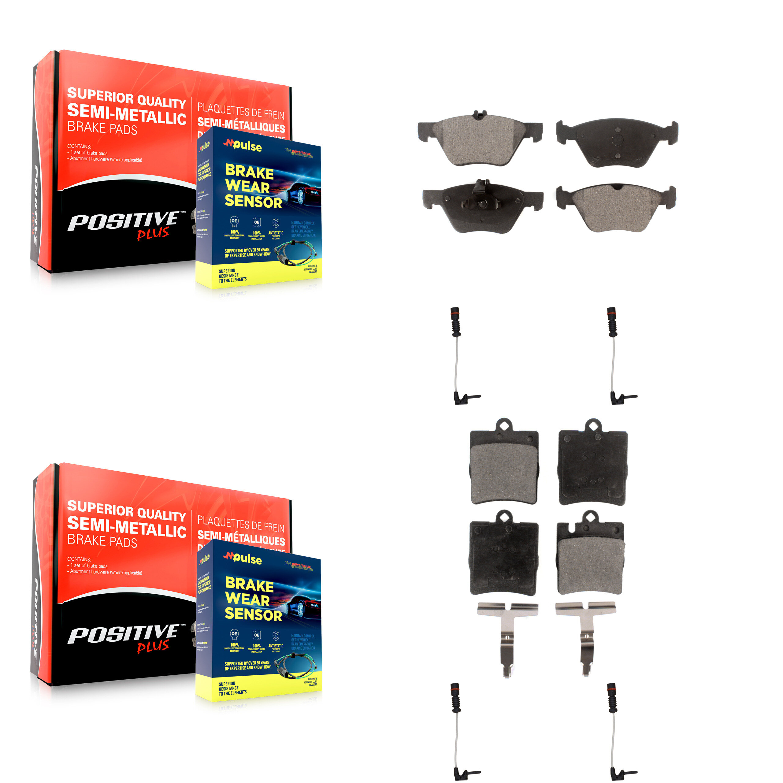 Positive Plus - KPW-100307 - Front and Rear Disc Brake Pad Kits