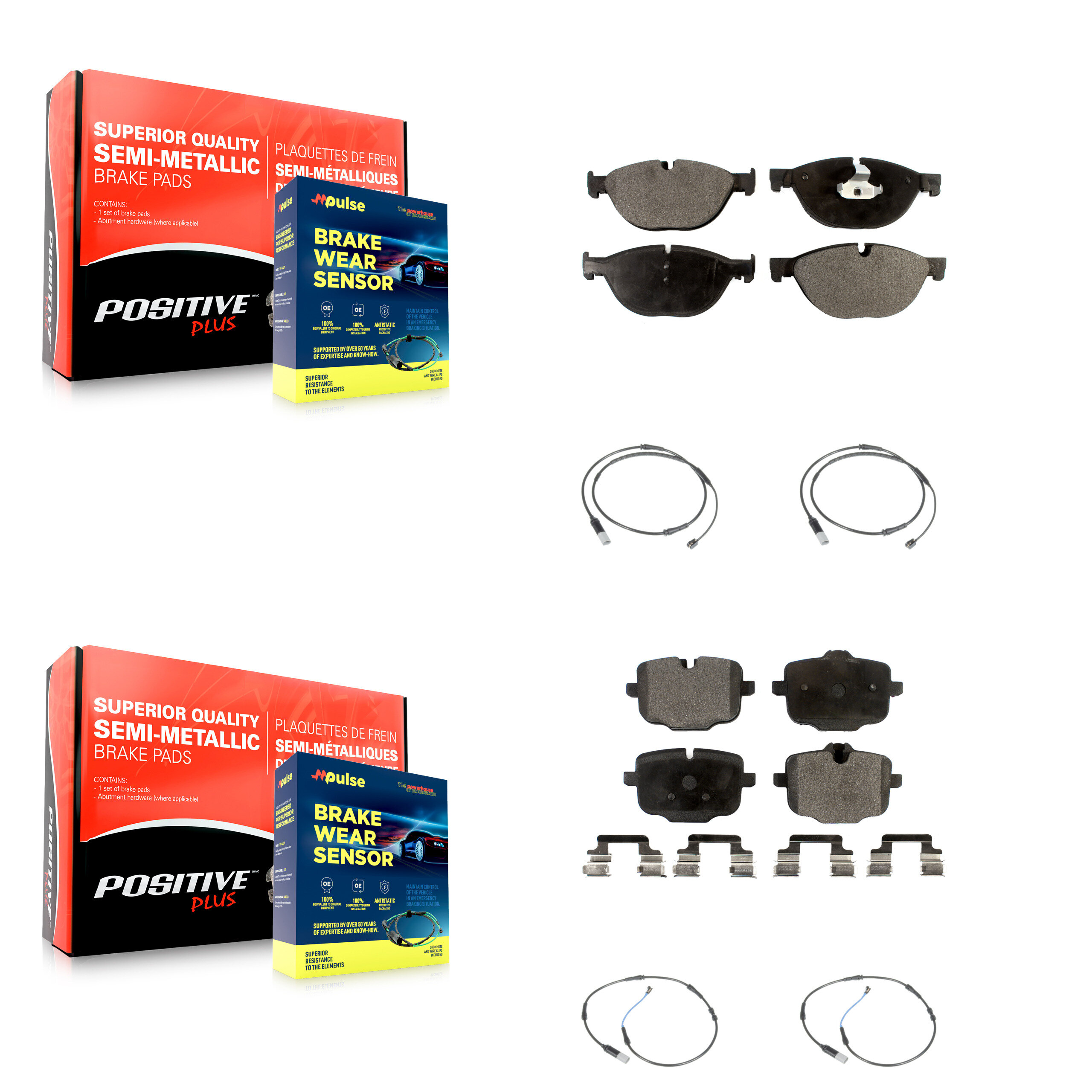 Positive Plus - KPW-100319 - Front and Rear Disc Brake Pad Kits