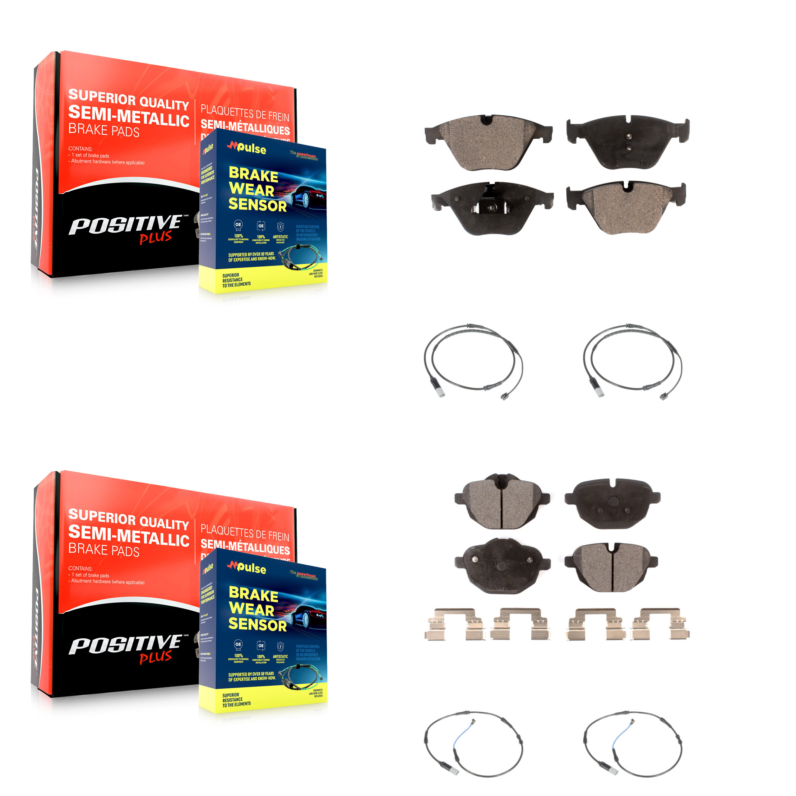 Positive Plus - KPW-100321 - Front and Rear Disc Brake Pad Kits