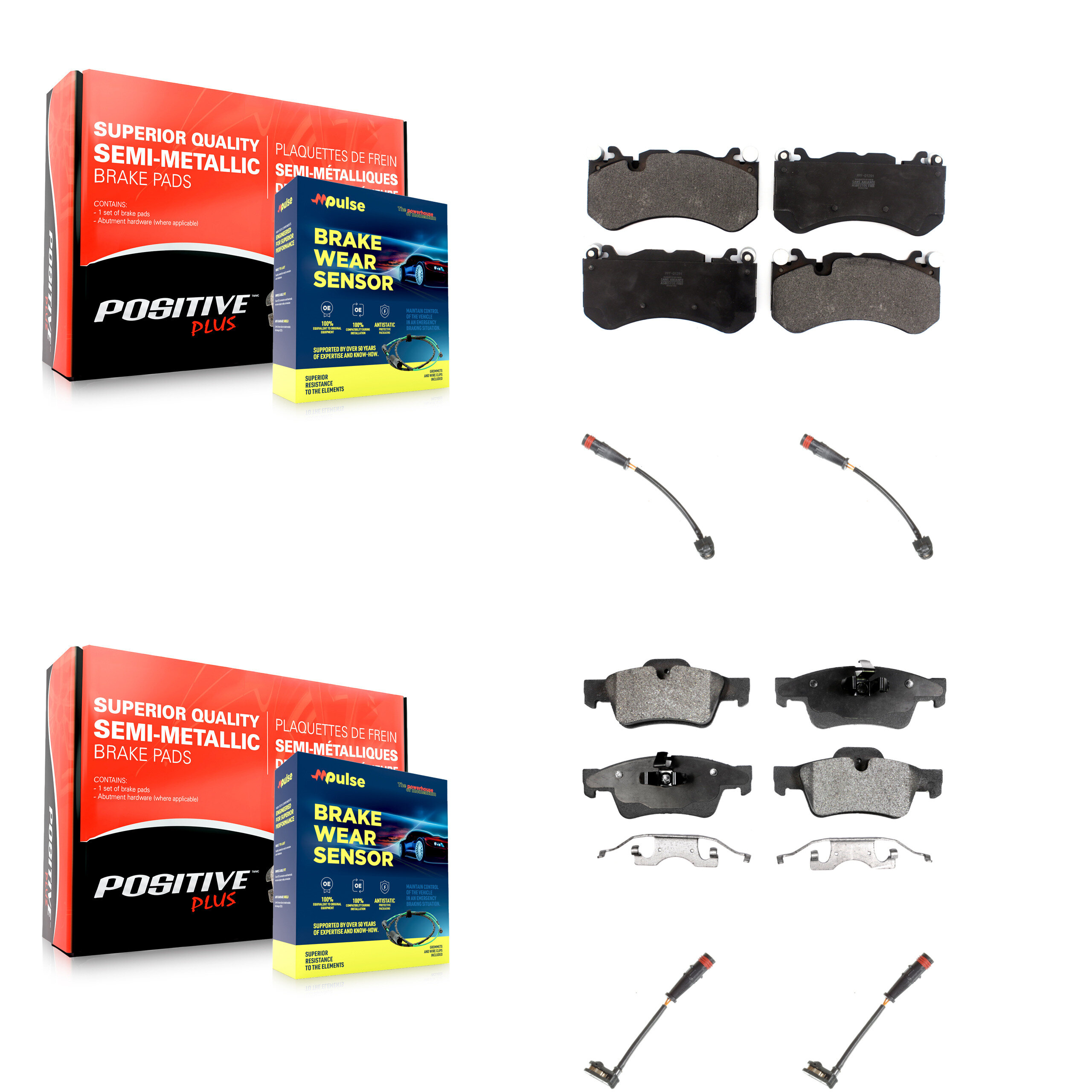 Positive Plus - KPW-100330 - Front and Rear Disc Brake Pad Kits