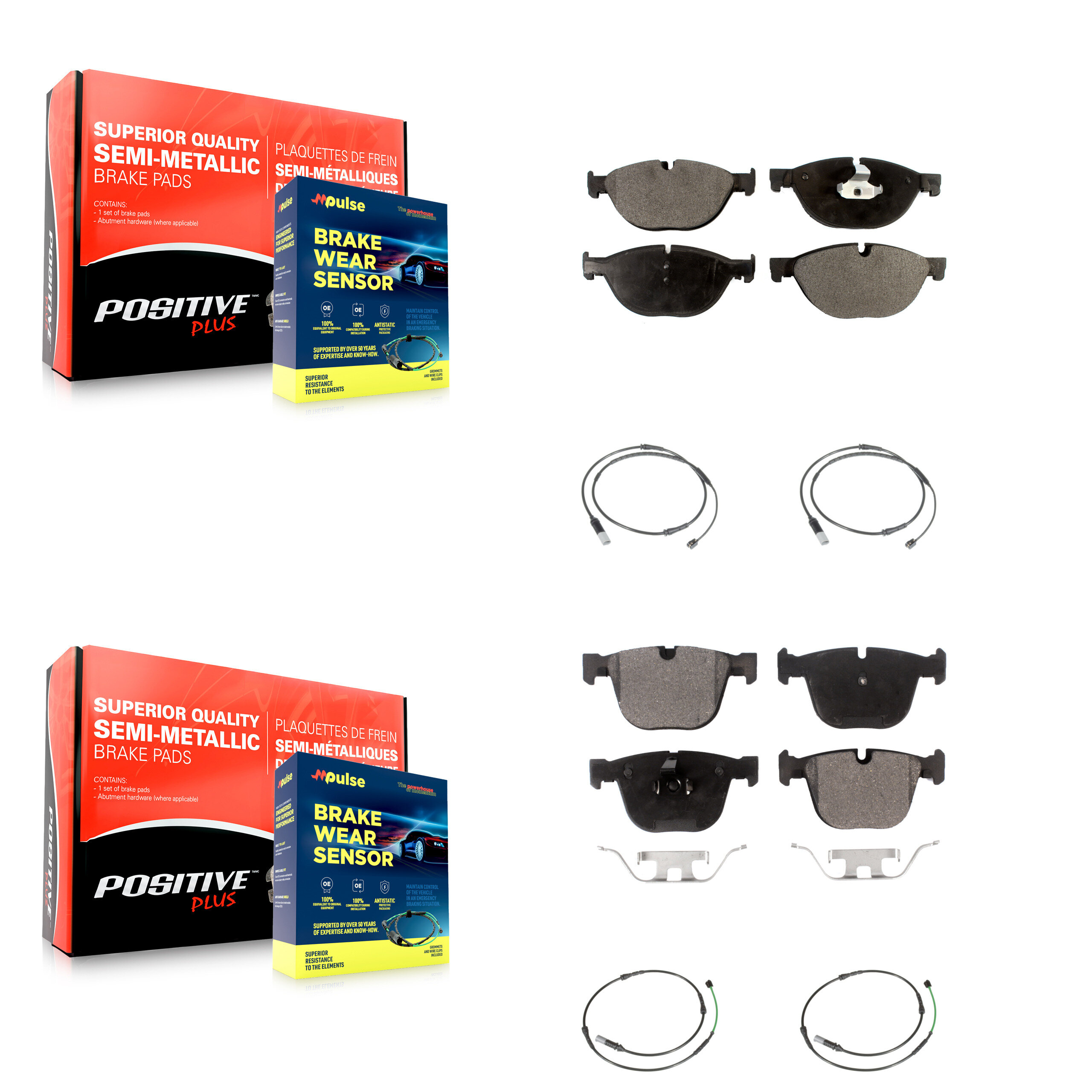 Positive Plus - KPW-100344 - Front and Rear Disc Brake Pad Kits