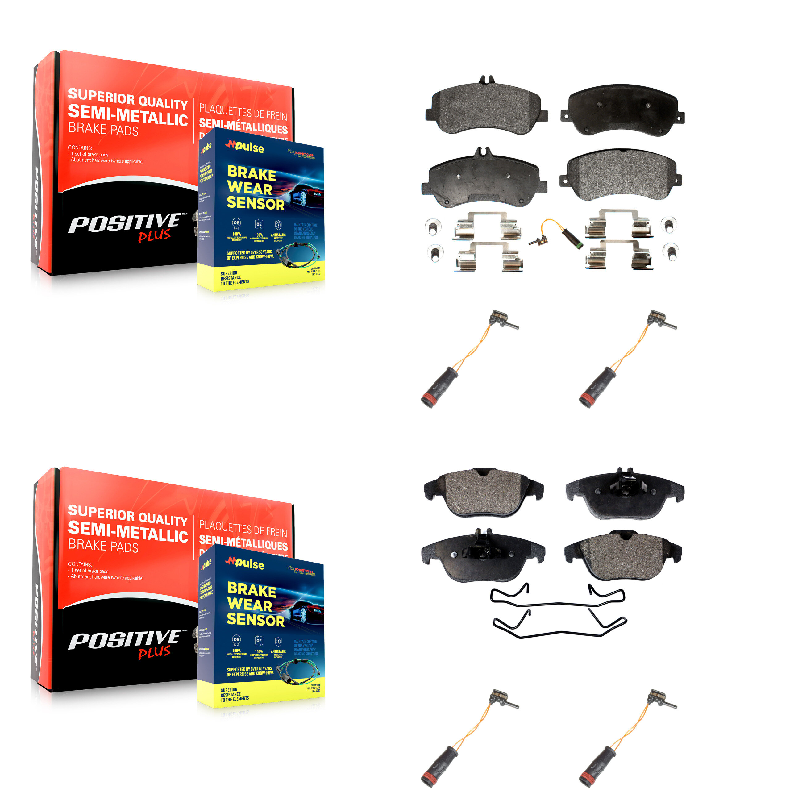Positive Plus - KPW-100348 - Front and Rear Disc Brake Pad Kits