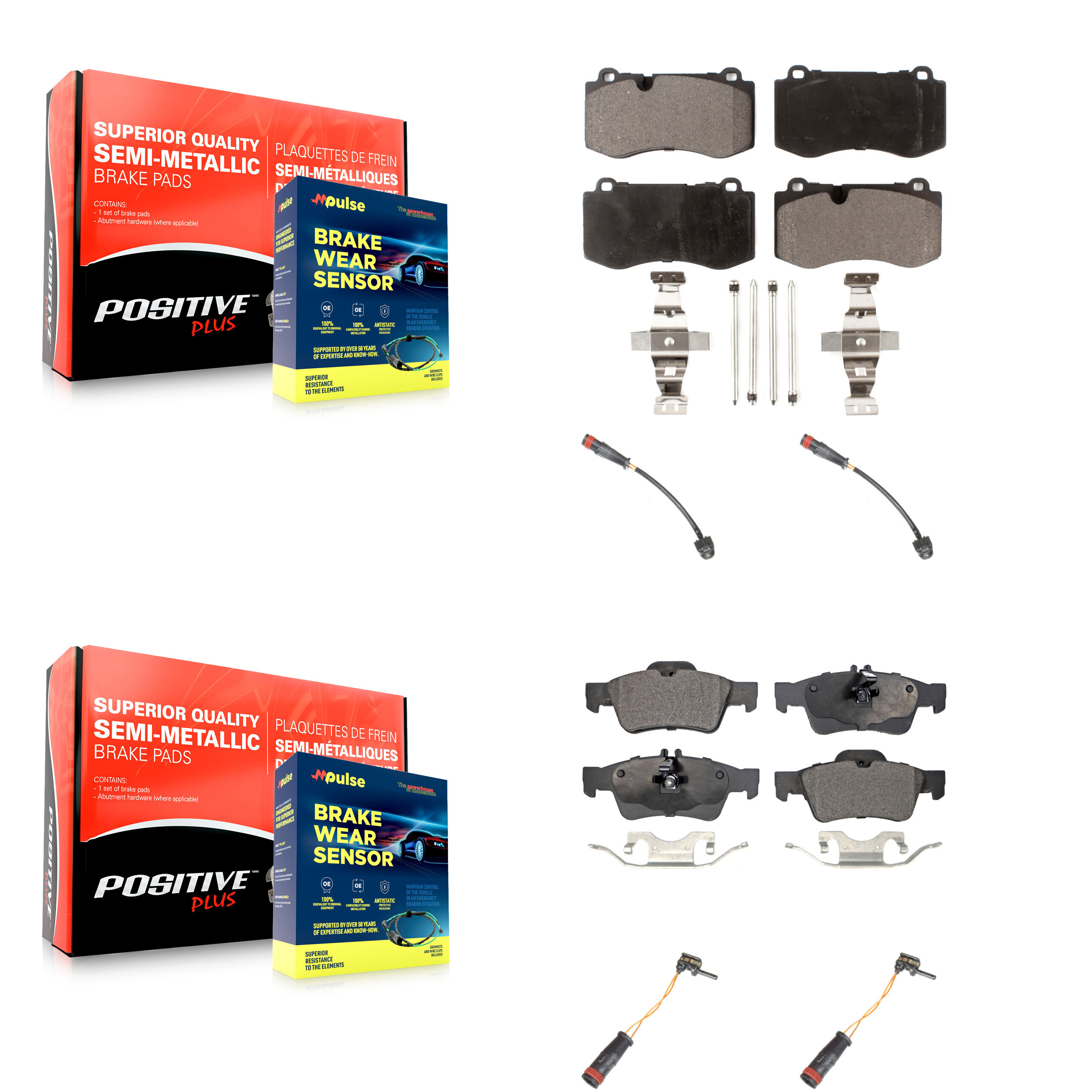 Positive Plus - KPW-100351 - Front and Rear Disc Brake Pad Kits