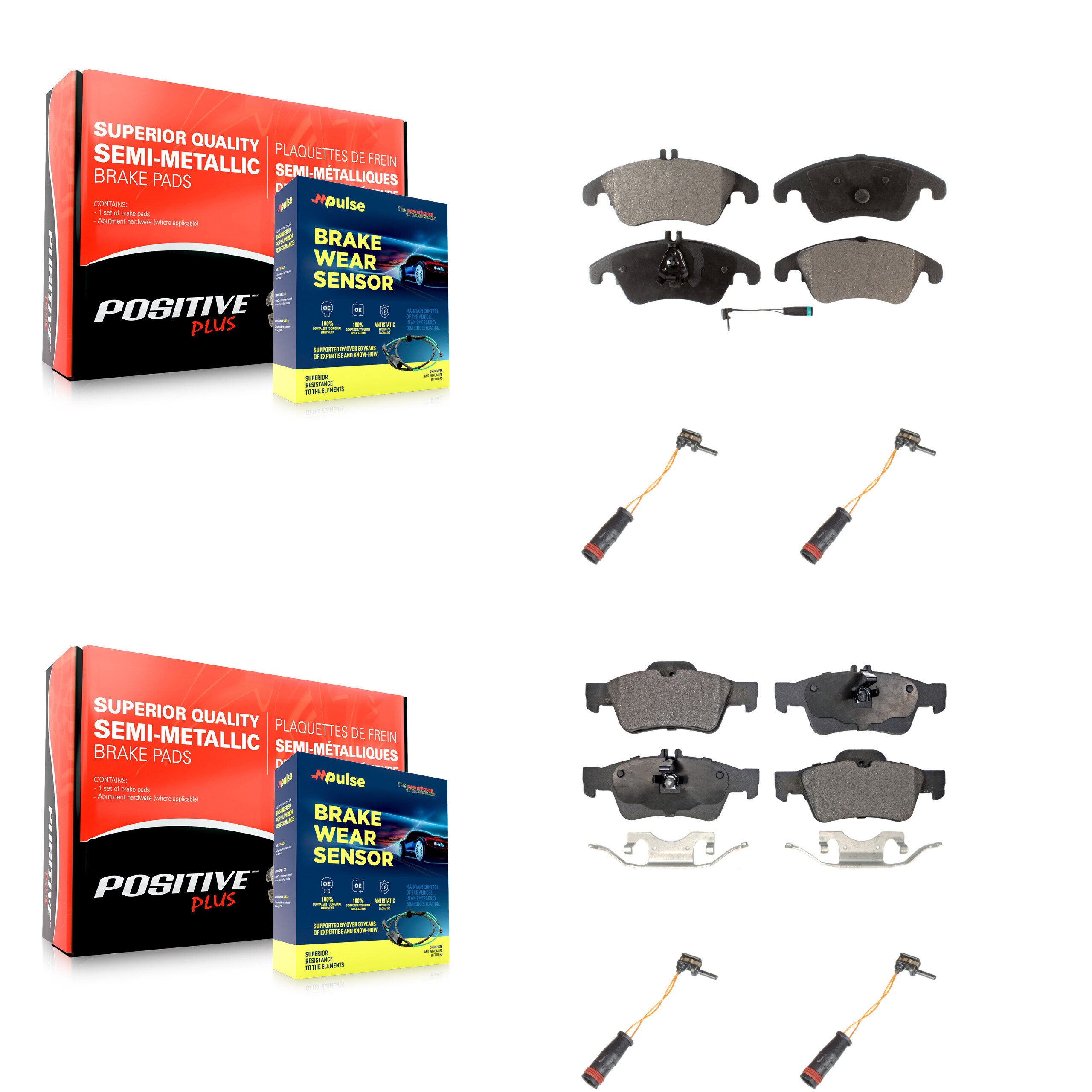 Positive Plus - KPW-100353 - Front and Rear Disc Brake Pad Kits