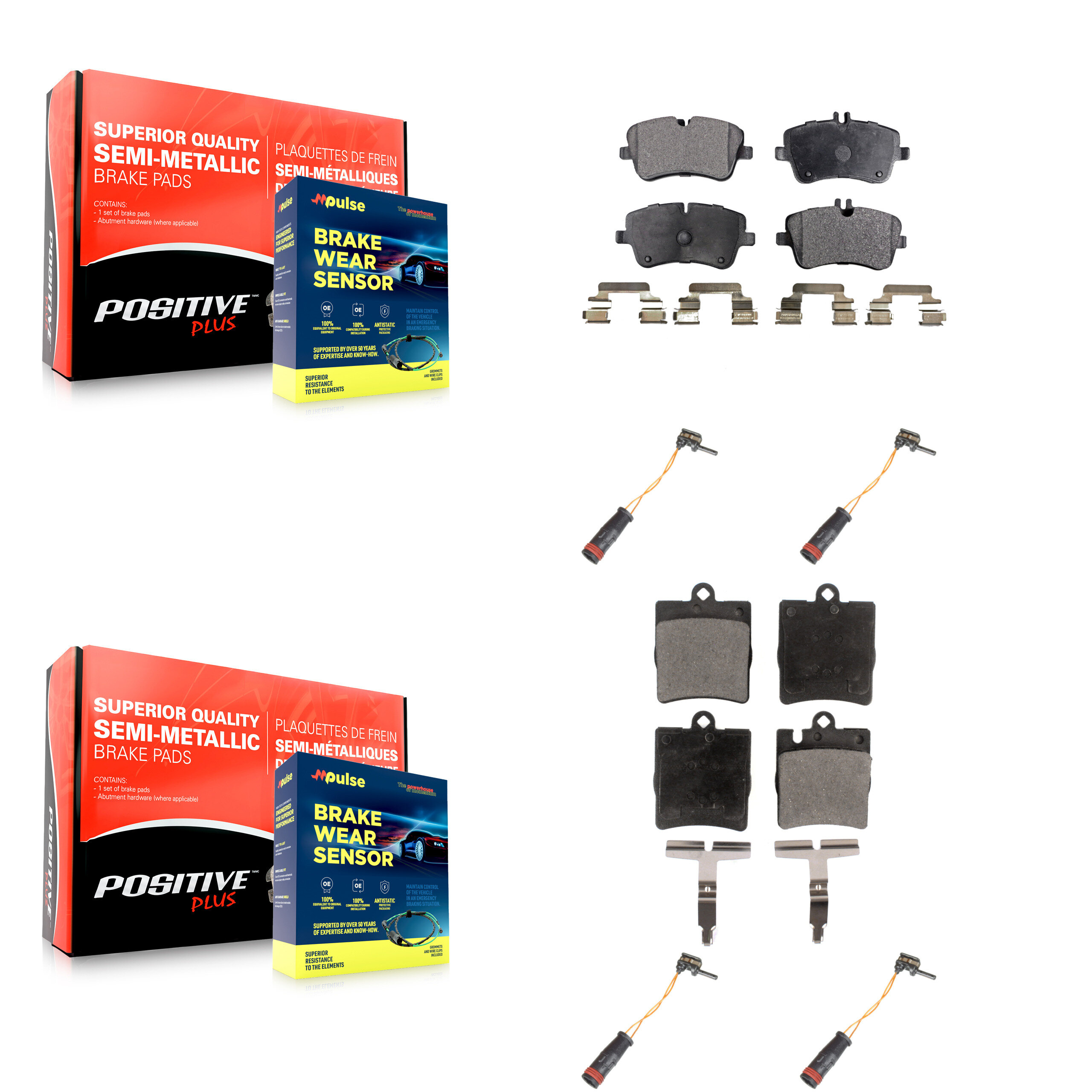 Positive Plus - KPW-100360 - Front and Rear Disc Brake Pad Kits