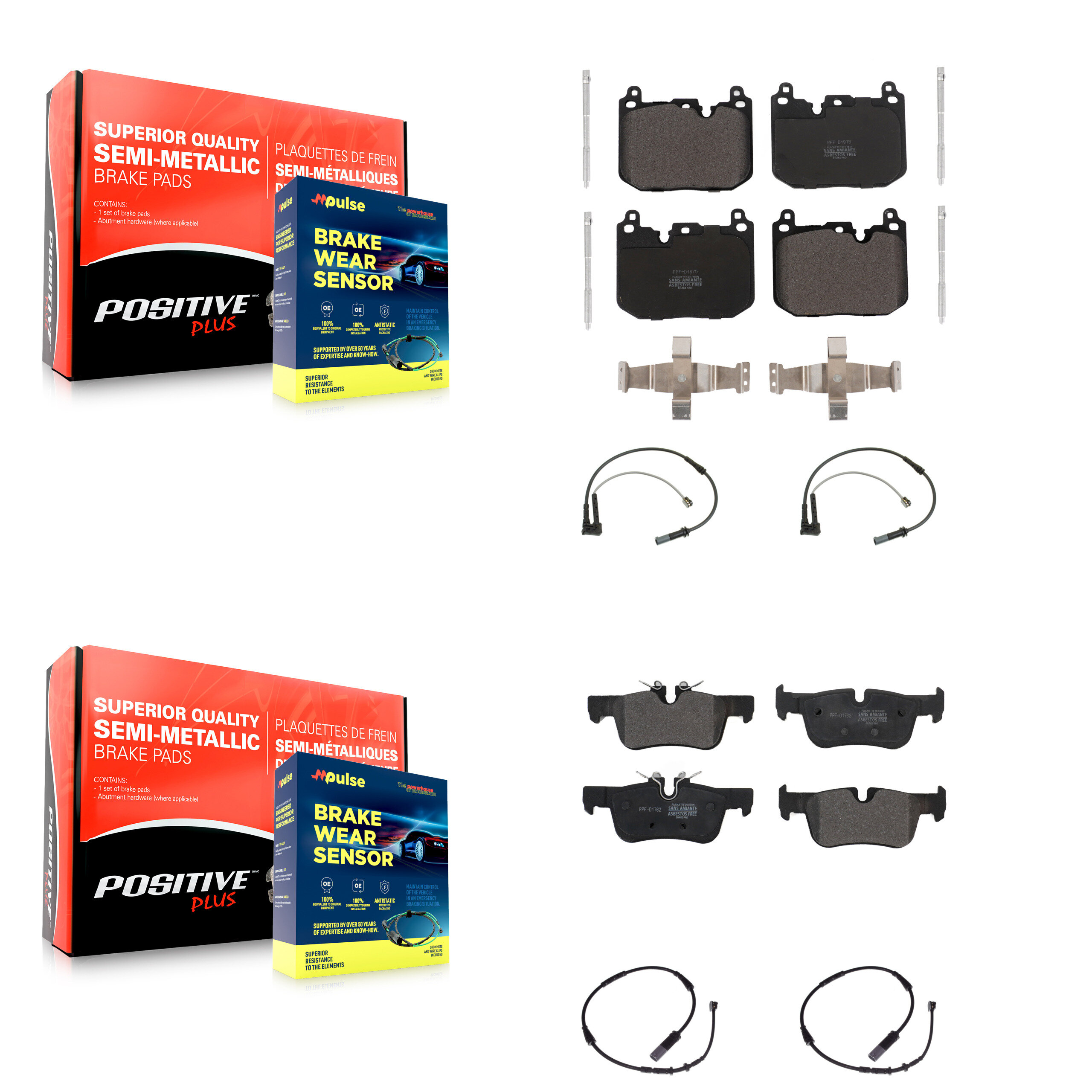 Positive Plus - KPW-100384 - Front and Rear Disc Brake Pad Kits
